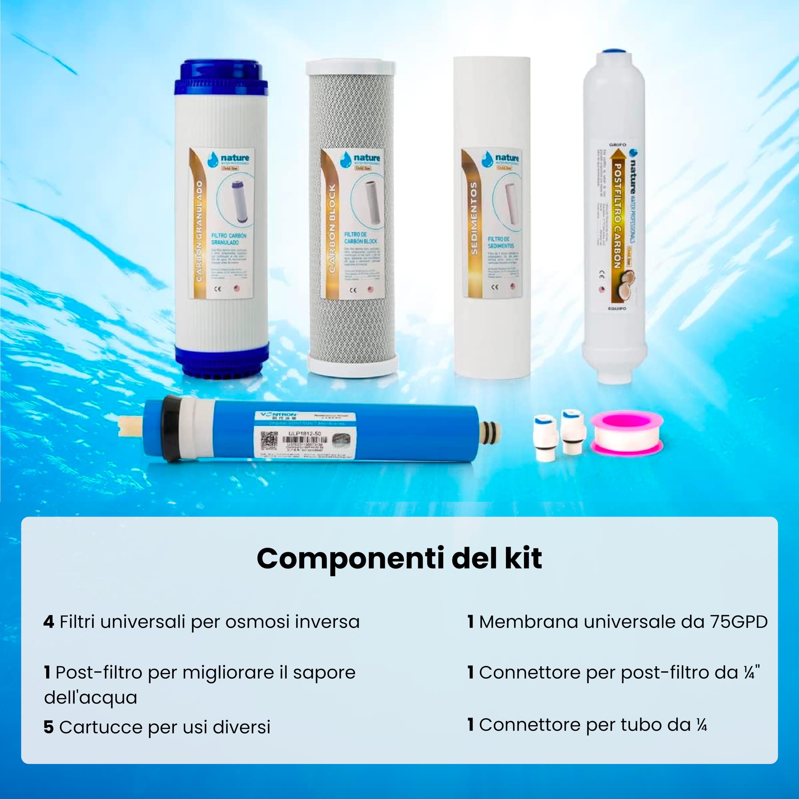 Pack Filtri Osmosi inversa e Membrana vontron