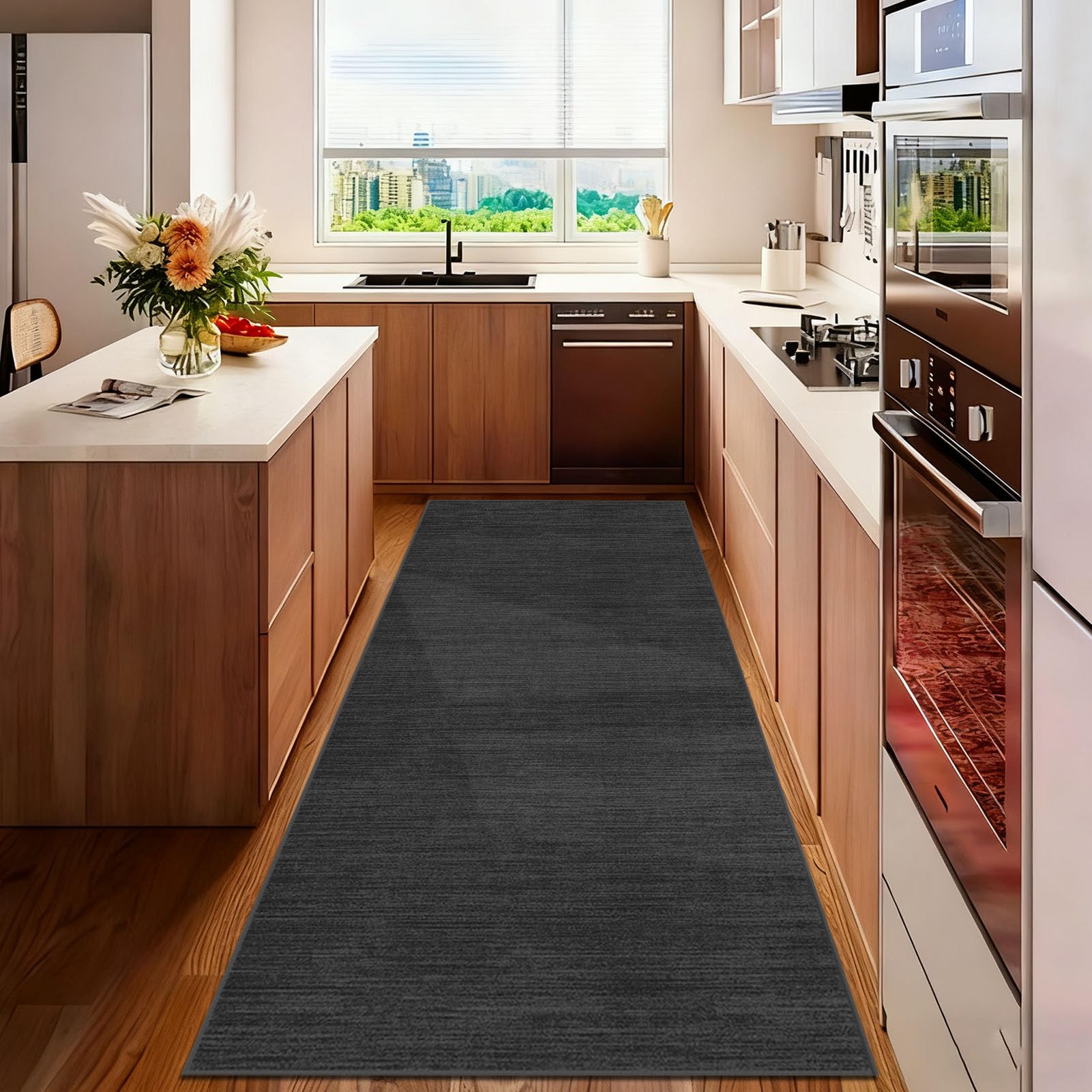 Hallway Runner Rug Long Hall Runner Kitchen Rug Non Slip Washable Corridor Rugs Absorbent Floor Mat 90 x 230 cm Heavy Duty Narrow Carpet Runner for Kitchen Hallways Entryway Laundry Room