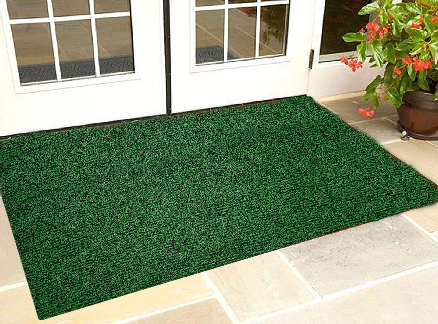 Viihaa Dirt Rub Off Clean Footwear PVC Cushion Doormat | Foot mat with Anti Slip Rubber Backing | Door Mat for Offices,Hotel,Restaurant, Home,Shop (Set of 1) (Green & Black, 2 x 3 Feet) (B0917QQSZ6) Amazon Price History, Amazon Price Tracker