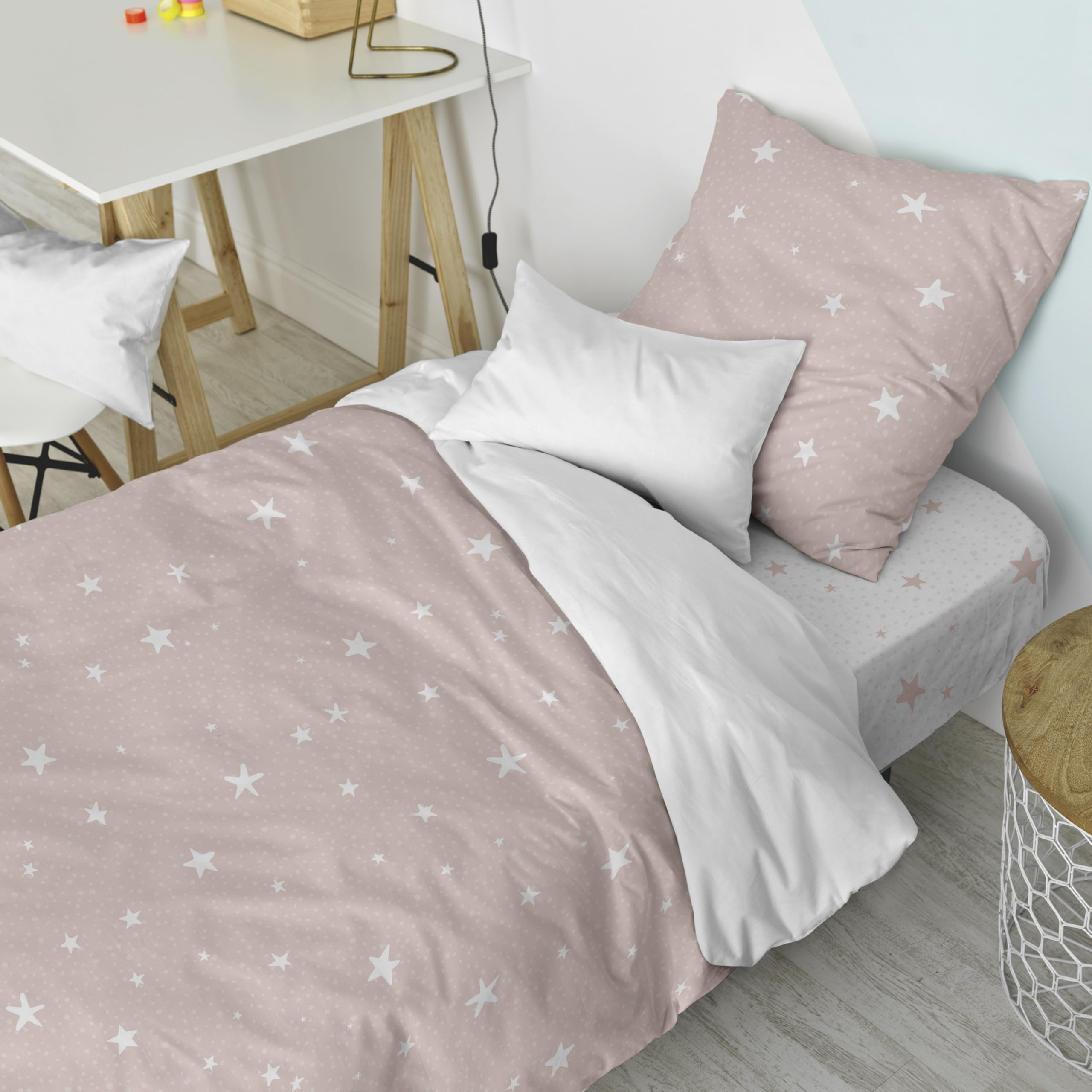 Juego nórdico 2 piezas rose fini la couette qui glisse du lit 80
