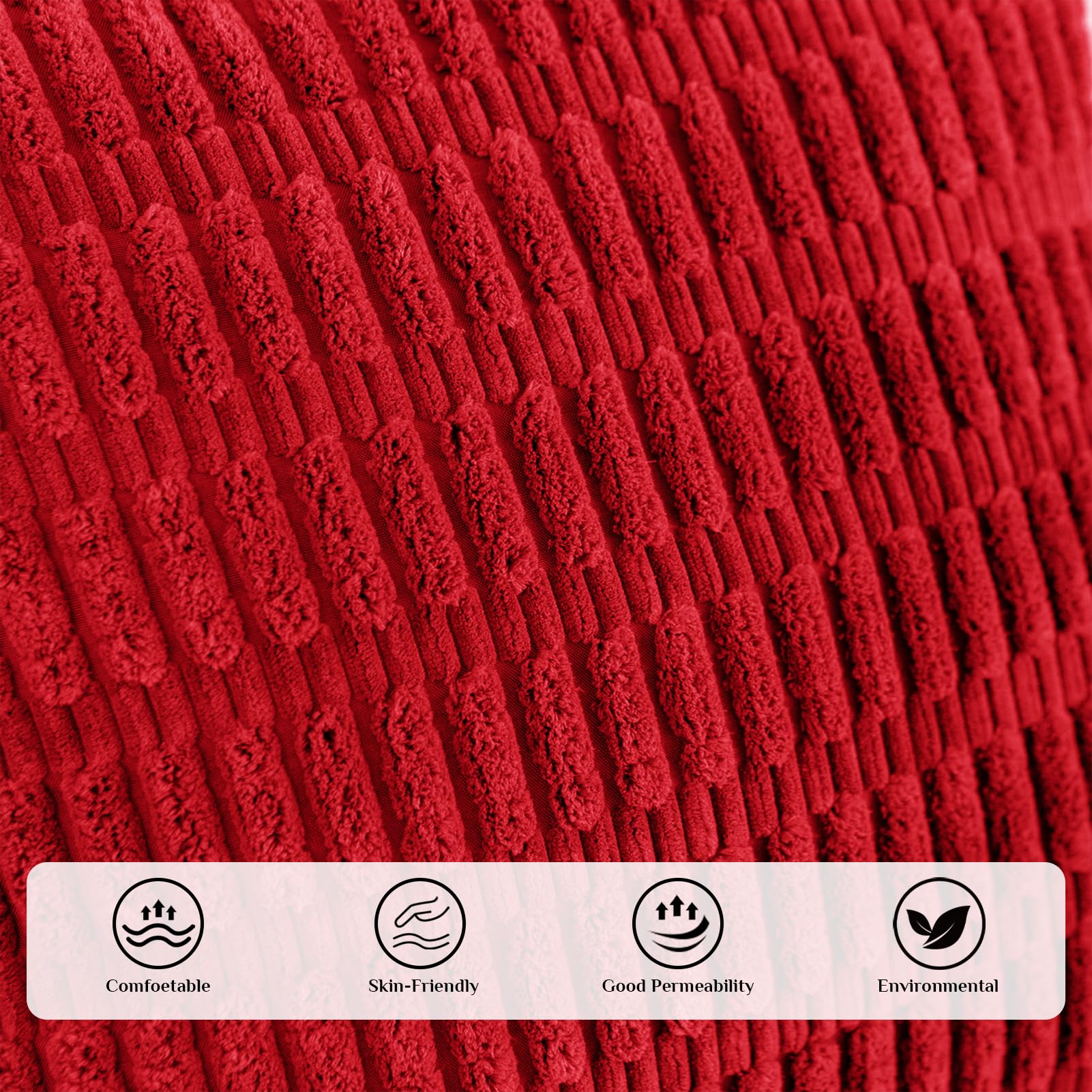 Softalker Juego de 2 fundas de almohada navideñas de 22 x 22 pulgadas, de pana suave, a rayas, bohemias, modernas, decorativas, para sofá, dormitorio, sala de estar (rojo)