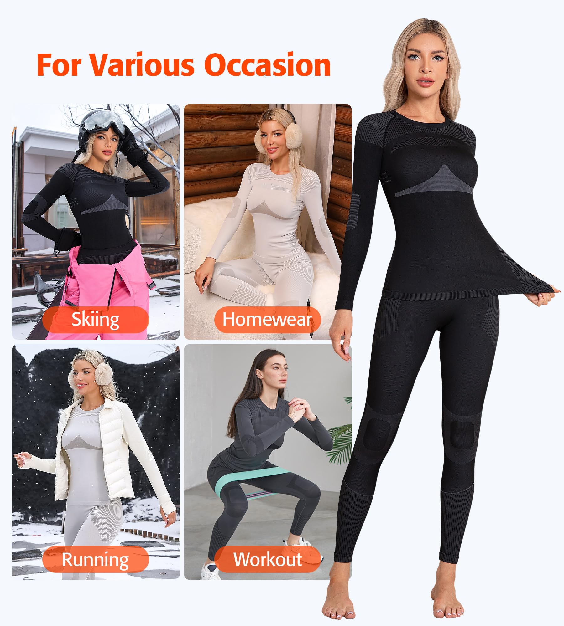 ATTRACO Thermal Underwear Set for Women Long Johns Warm Base Layer Top & Bottom for Cold Weather