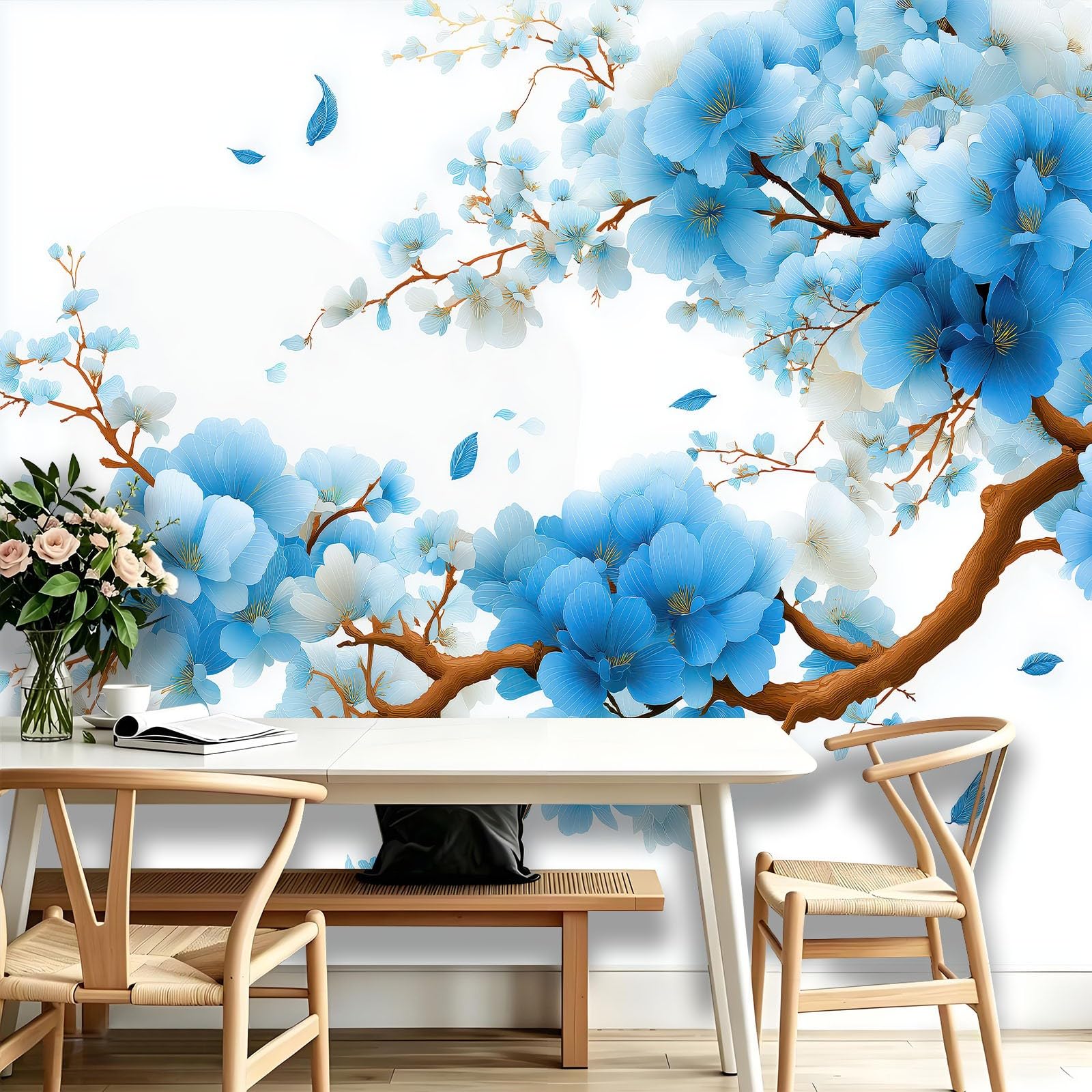 Papel pintado fotográfico tradicional de fieltro, 350 x 256 cm, para salón de té, estudio, salón, papel pintado