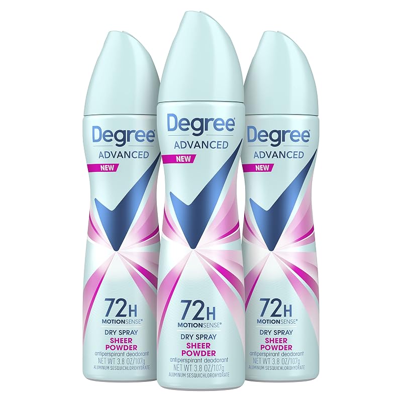 Desodorante antitranspirante spray seco Degree Advanced Sheer Powder, pacote com 3