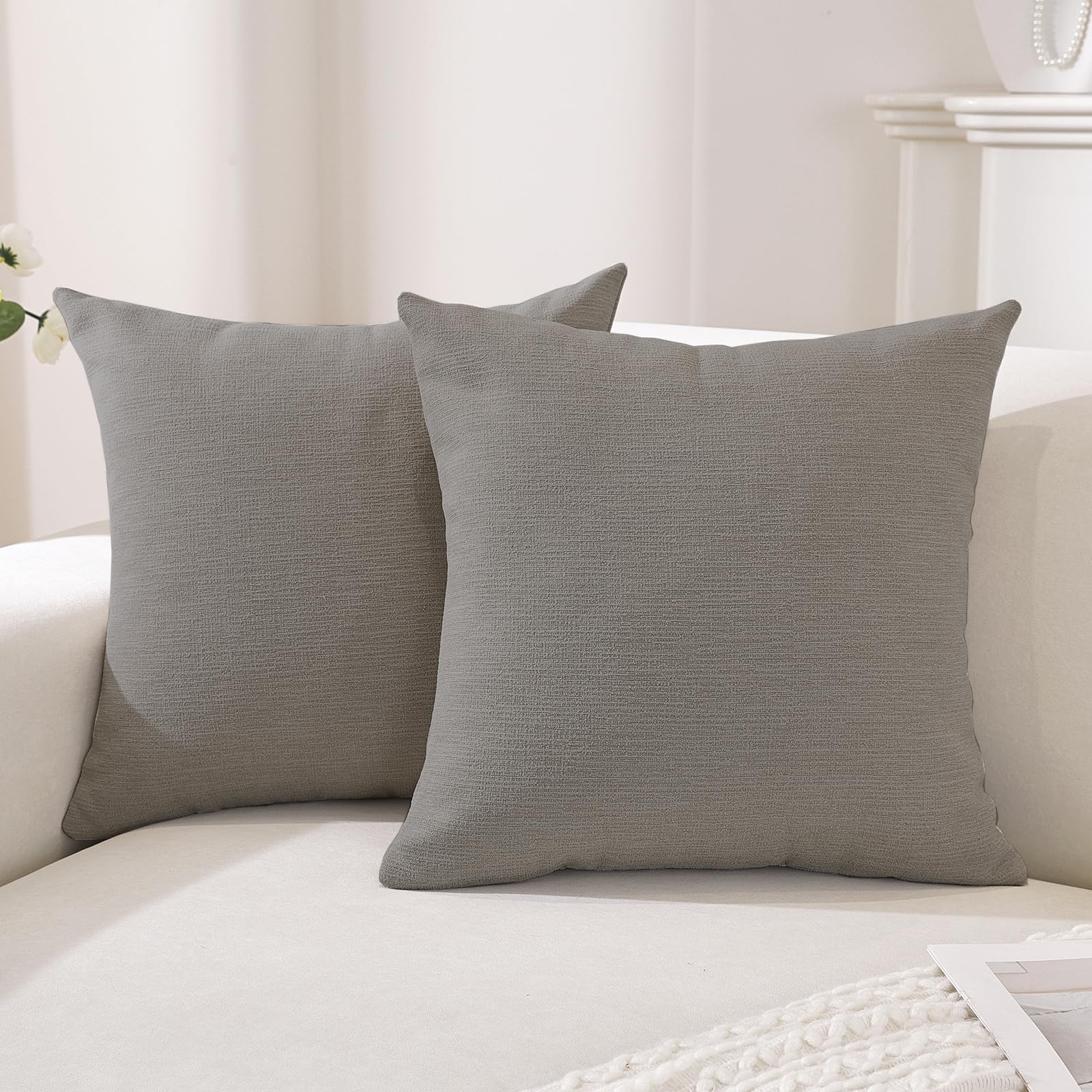 Housses de coussin 60x60 lot de 2 faux lin carré taie oreiller salon lit lavable