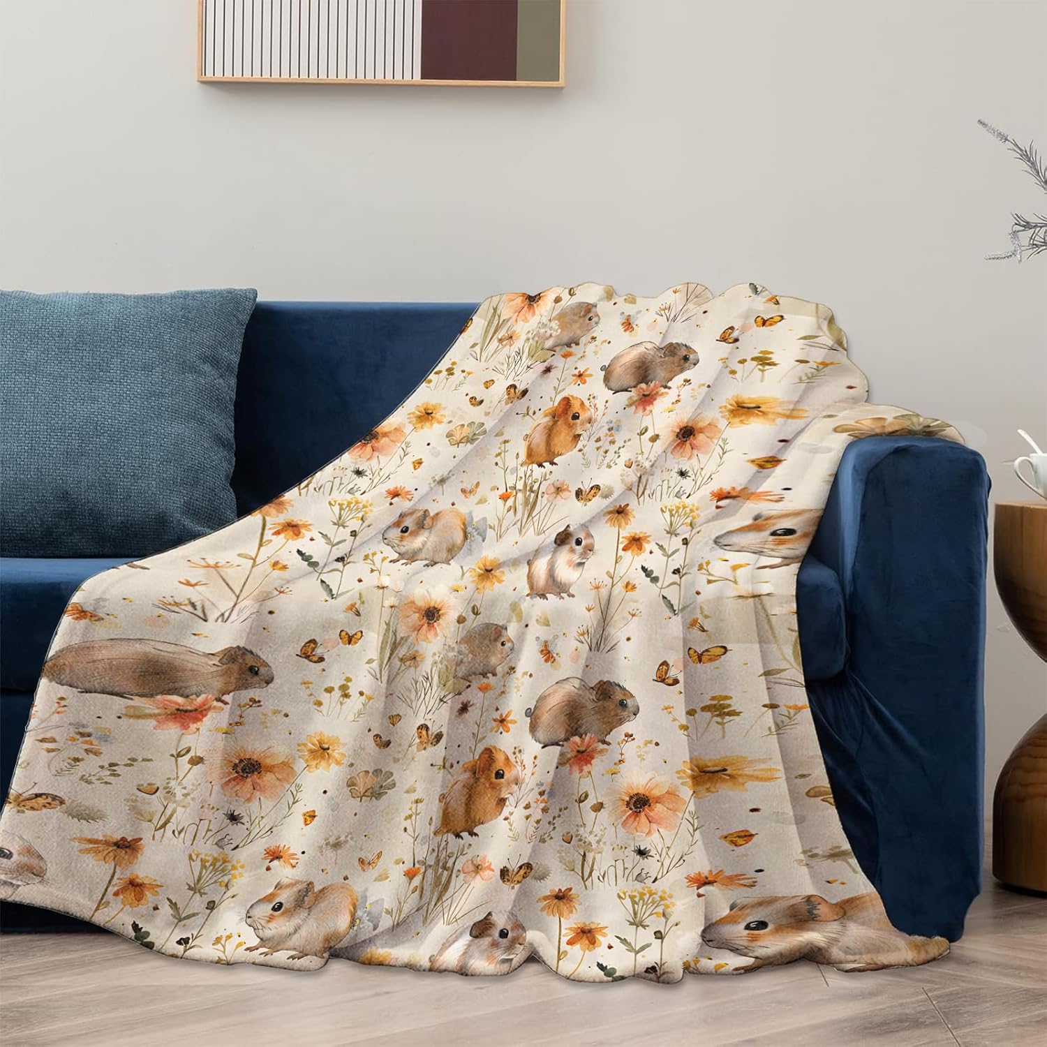 Guinea Pig Theme Blanket Gifts for Women Girls, Soft Warm Lightweight Flannel Throw Blankets for Living Room Home Sofa Travel Decor 40" x 50"