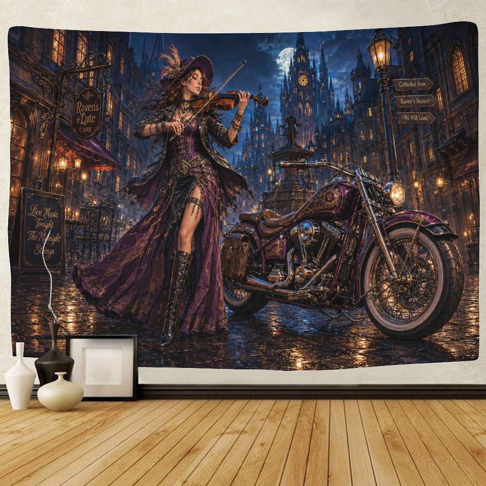 GPMNBCXZK Victorian Gothic Violinist 3D Print Tapestry for Bedroom Wall Hanging Decor Tapestries Poster Curtain Bedroom Dorm 180cmx230cm
