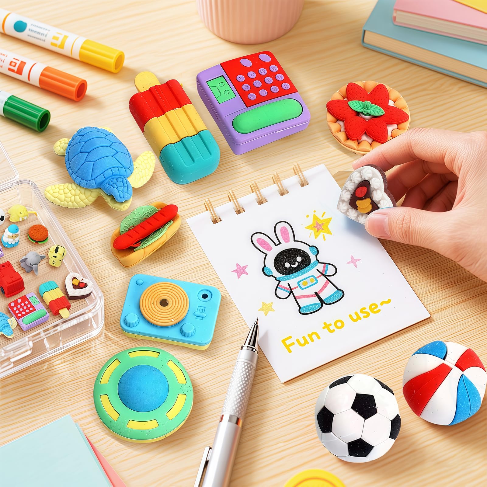 URSKYTOUS 121 x Tier-Radiergummis, für den Schreibtisch, Haustiere für Kinder, Tier-Bleistift-Radiergummi, Spielzeug, Geschenke für Klassenzimmerpreise, Spielbelohnung, Schatzkiste, Ostereierfüller