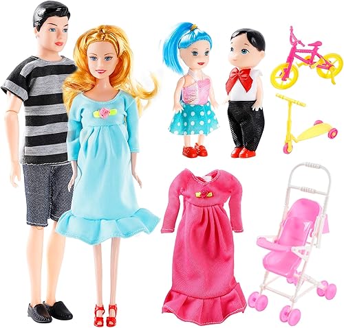 FunPa Juego de muñecas embarazadas creativas para embarazadas que tienen un bebé en su barriga muñeca de mamá embarazada juguete con carrito de