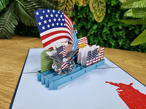 Miniatura 8 de Blank USA Pop Up Card, Regalo de ciudadanía estadounidense, Regalo para un nuevo ciudadano estadounidense, Felicitaciones por convertirse en un