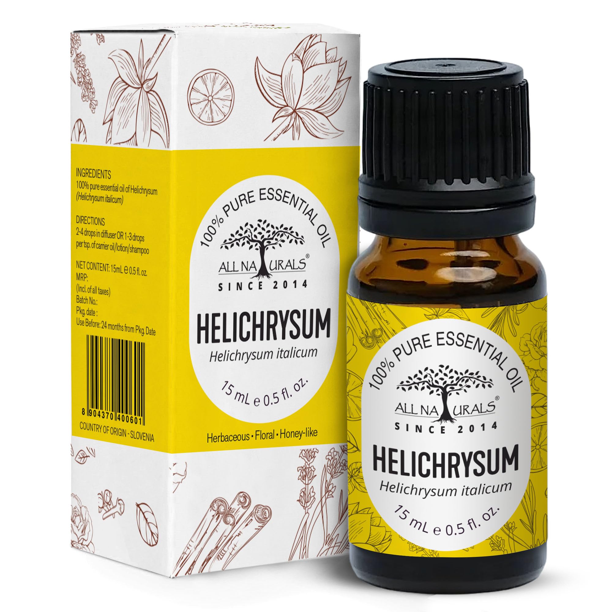 All Naturals - Helichrysum Essential Oil (10ml) | Pure & Therapeutic Grade Helichrysum | Organic Essential Oil for Skincare | Soothing Aromatherapy | Essential Oil For Home Fragrance