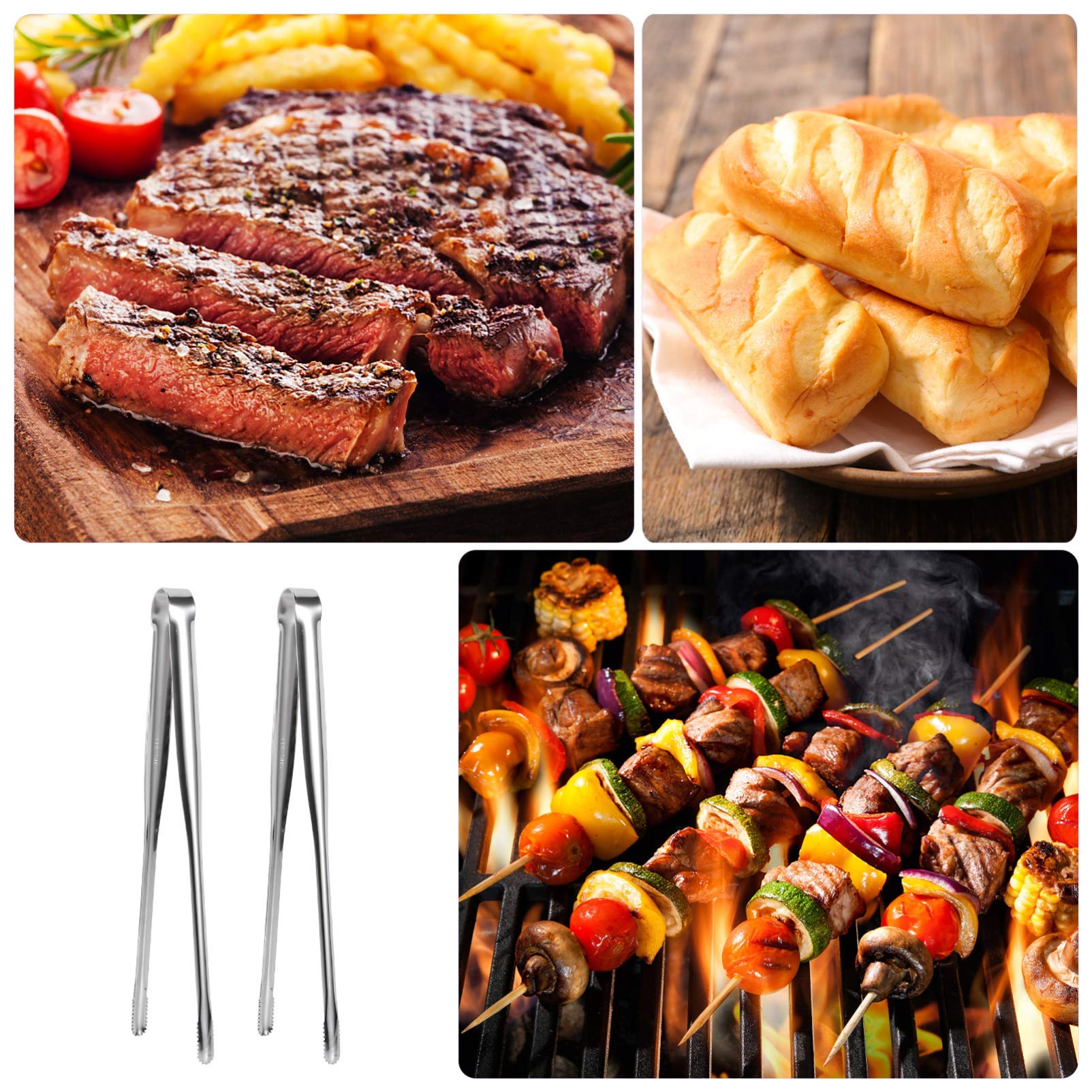 Bistec a la parrilla Restaurante de picnic japonés Utensilios de cocina de acero multifuncional Barbacoa Cubo de azúcar Servicio de servicio Pinzas de acero inoxidable Freír Buffet Ensalada Utensili