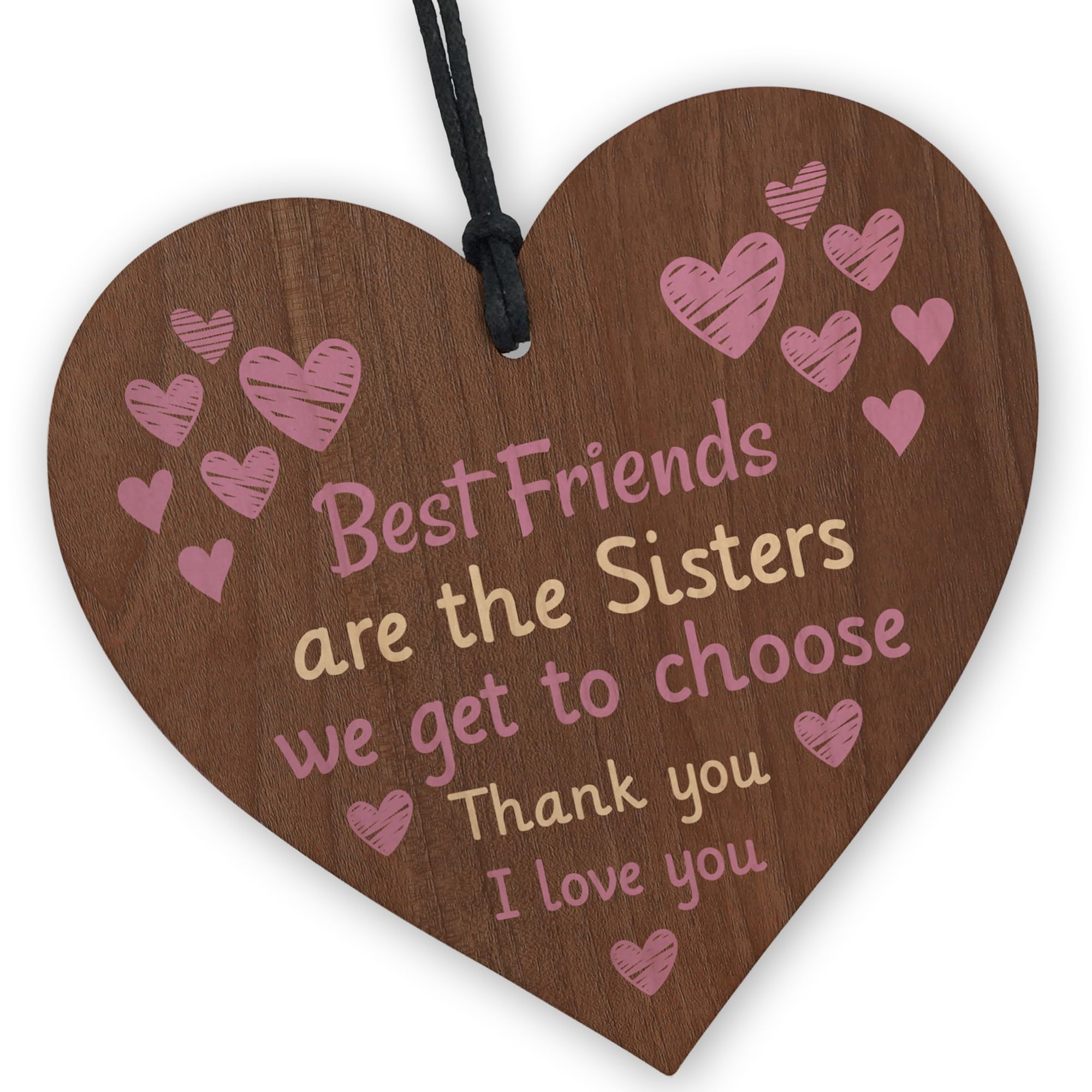 Red Ocean Friendship Gifts For Her - Wooden Heart Best Friend Gift for Women - Birthday Friend Gifts for Girls - Bestie BFF Gifts - Best Friend Gift For Birthday - Novelty Gift For Her