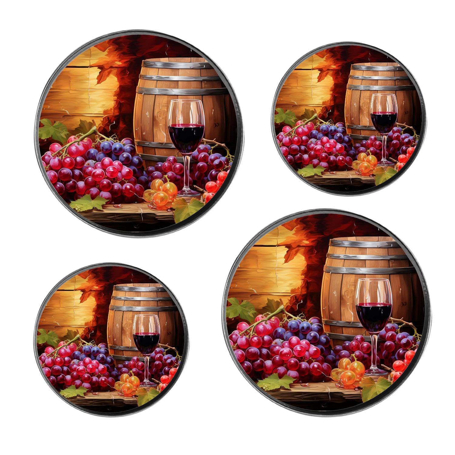 Wine Grapes Oak Casks Multicolor Set of 4 Stove Burner Covers - Premium Round Electric Stove Range Protectors,8 IN & 10 IN