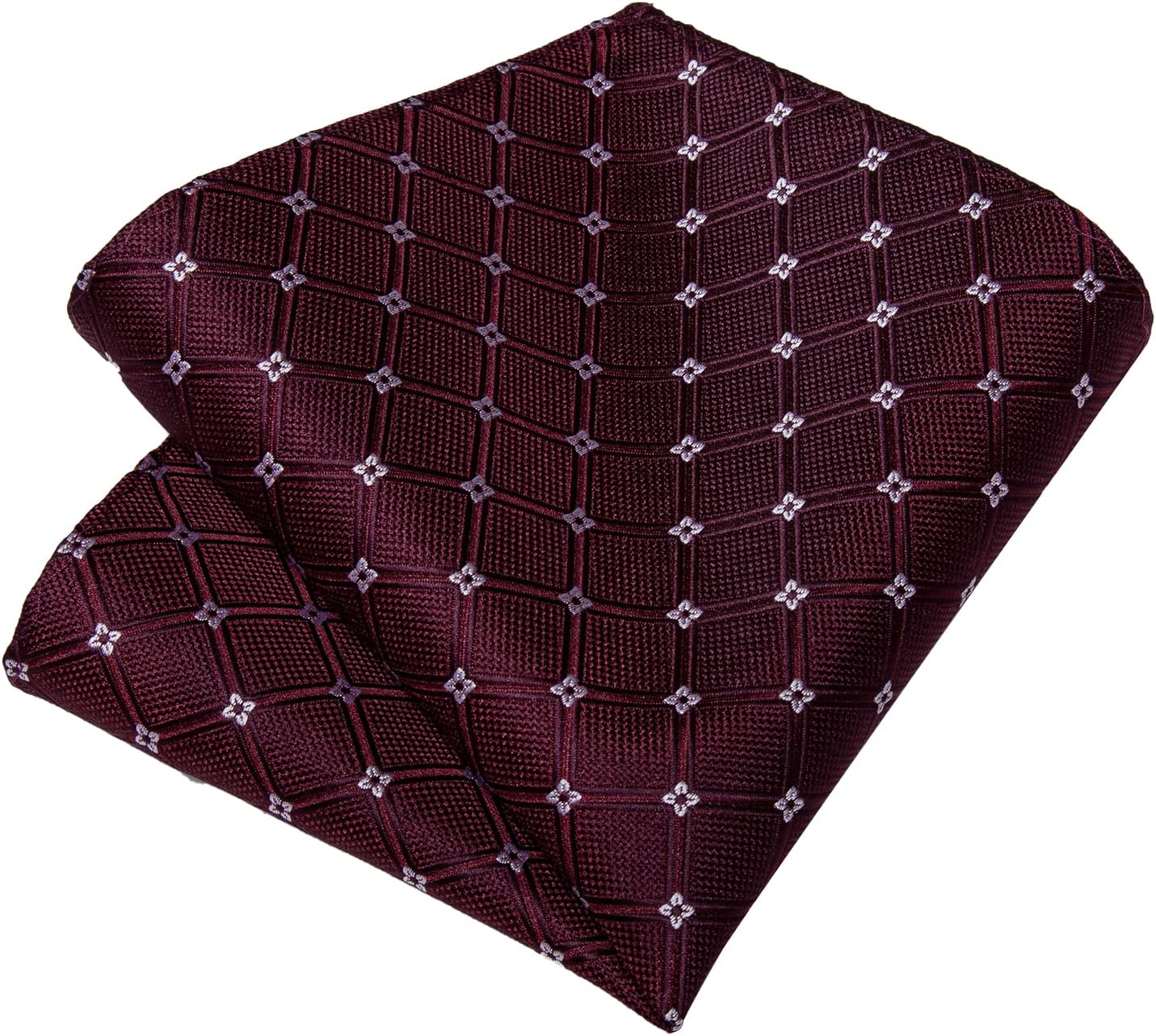 DiBanGu Plaid Ties for Men Silk Checkered Necktie and Pocket Square Cufflinks Tie Clip Set with Gift Box for Wedding Business - Image 8