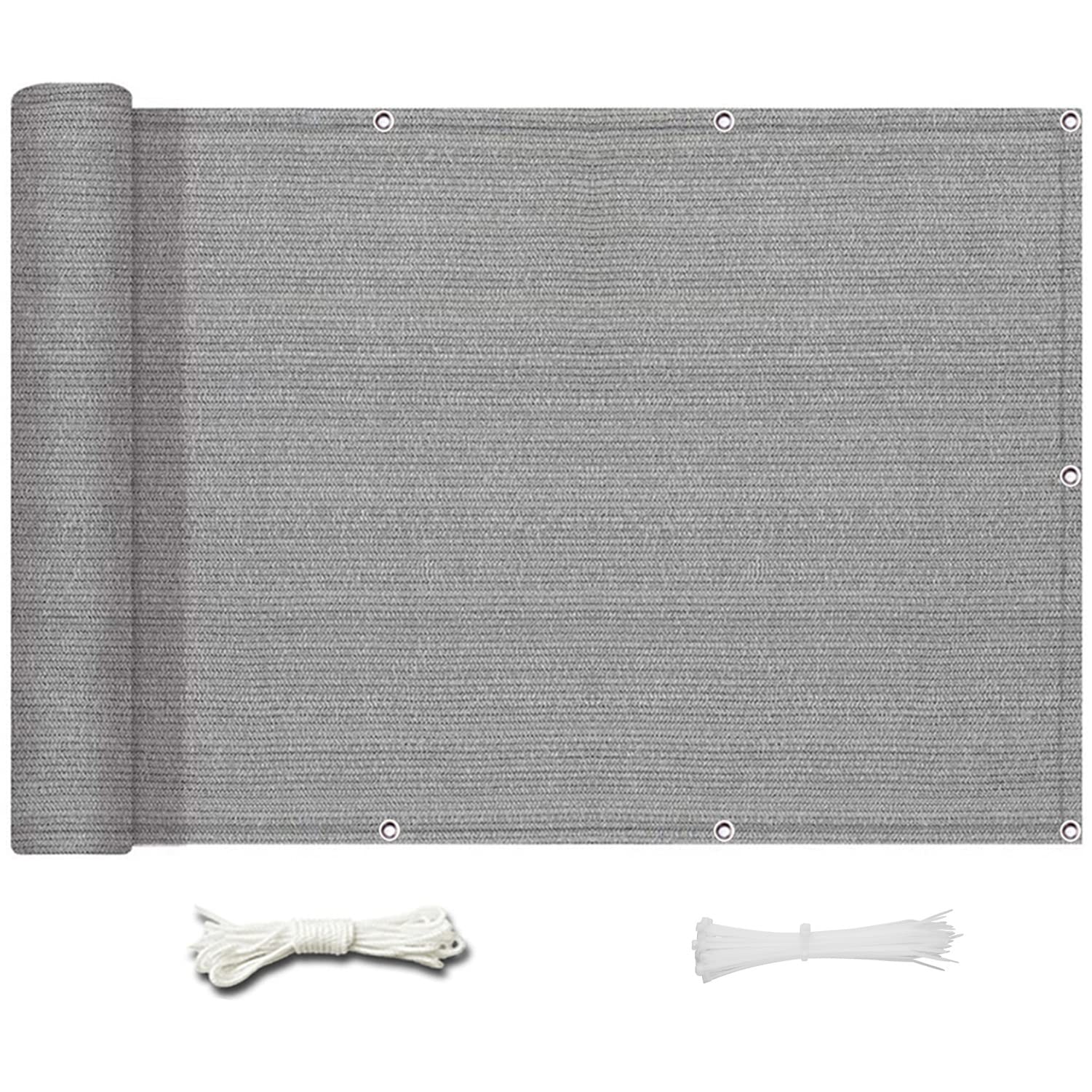 Schermo per balcone, protezione della privacy, in HDPE, protezione dai raggi UV, resistente, per recinzione da giardino (grigio, 70 x 650 cm)