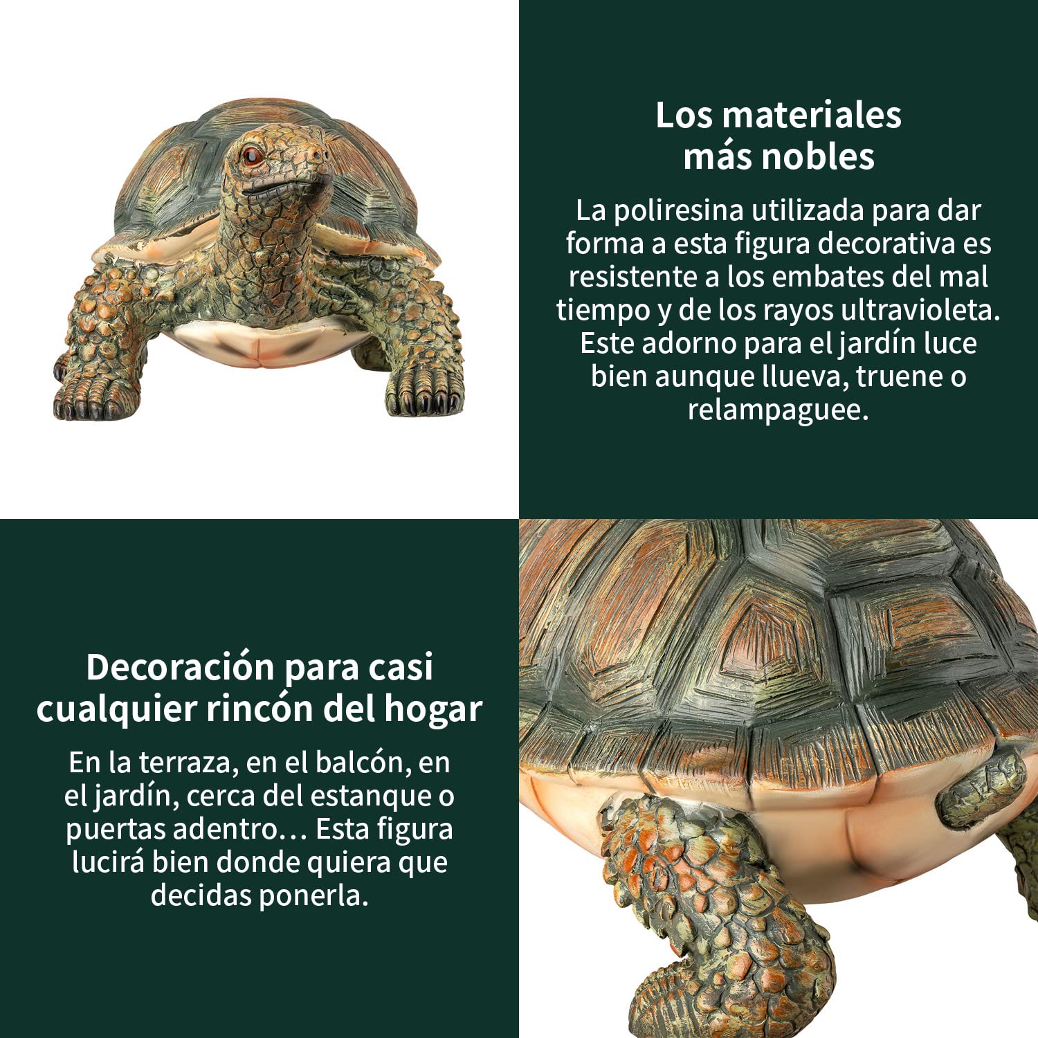 VERDOBA Figura para jardín tamaño Real (Tortuga). Decoración para Exterior. Escultura con Forma de Animal. Figurín Decorativo de Piedra.