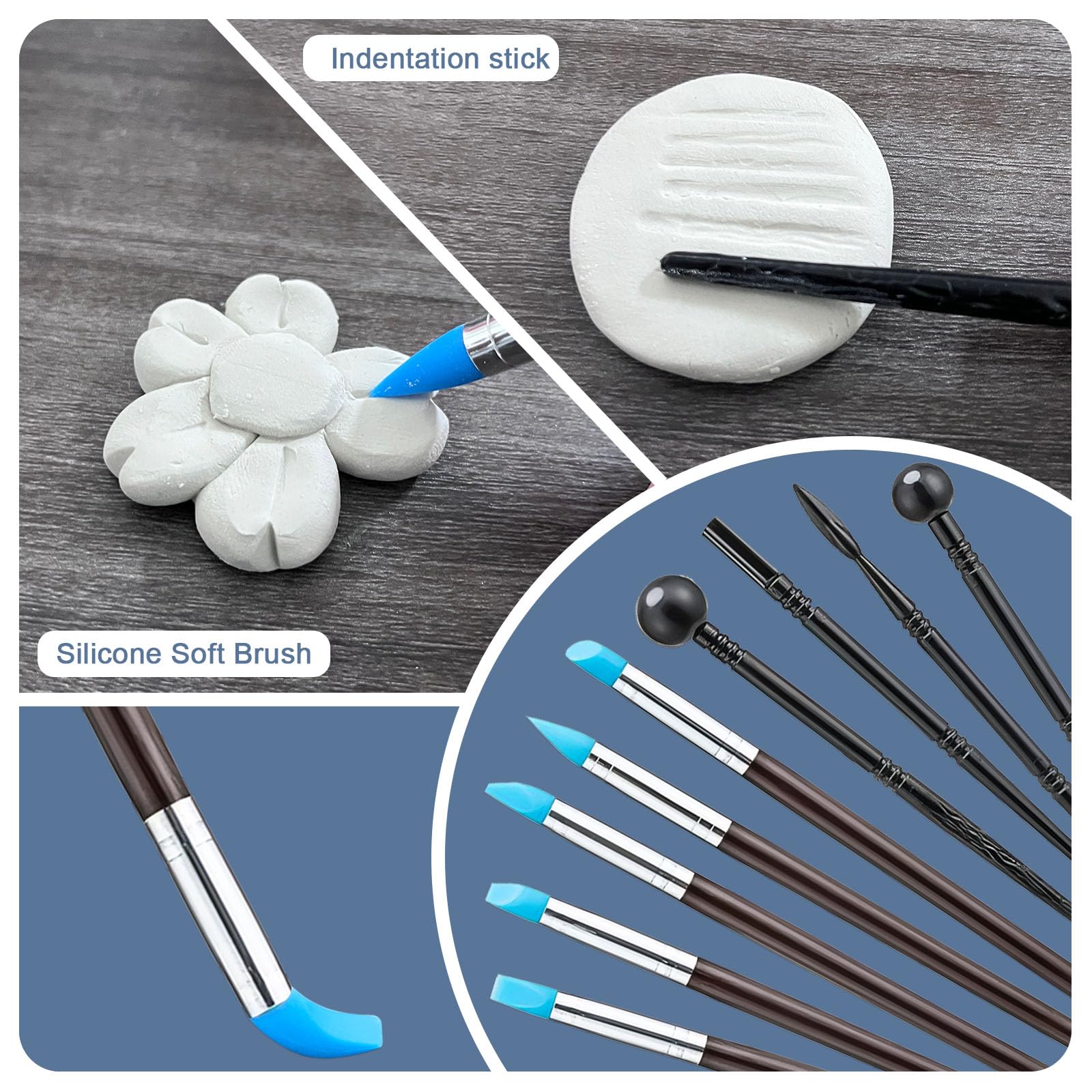 29 Pcs smalto argilla con kit di strumenti per scultura, 100 ml sigillante argilla per lucido, resistente ai graffi, impermeabile, kit di strumenti per ceramica per scultura, modellazione (lucido)