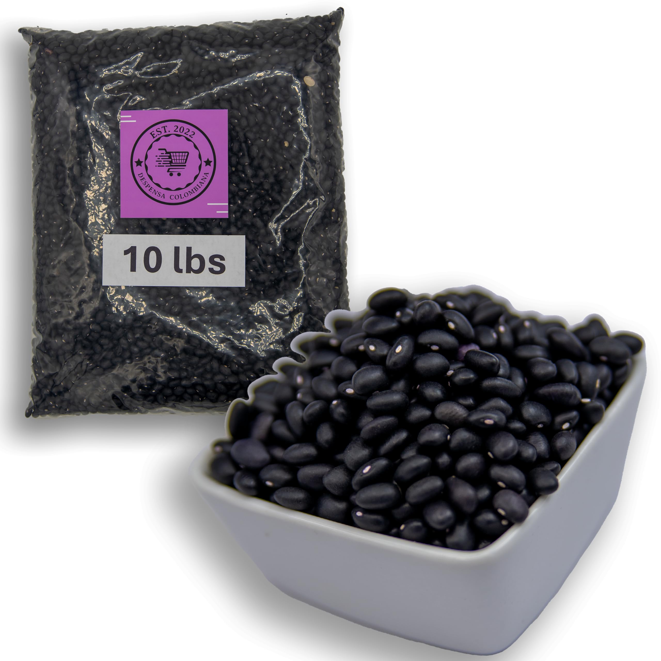 - 10 Lbs Dried Black Beans Bulk - Frijoles Negros Ideal for New Dishes - Frijoles Negros Bulk Grown in USA - Triple Cleaned Bulk Black Beans in a Bag- Despensa Colombiana