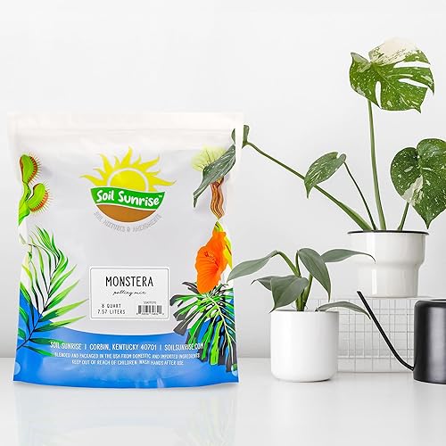 Vista 2 de Monstera - Mezcla de tierra para macetas para plantas de interior (8 cuartos de galón), mezcla personalizada para cultivo y trasplante