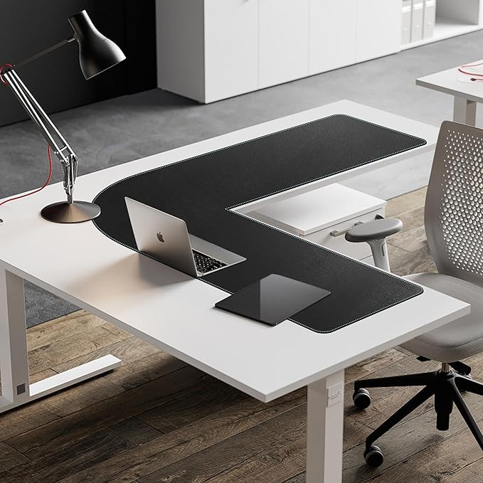 CENNBIE Alfombrilla de escritorio en forma de L reversible, negra miniatura 6