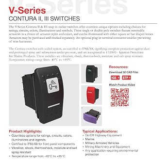 2X Carling Technologies (VLD1S00B-AZC00-000) Rocker Switches DP (ON) Off(ON) 20A 12V Sealed Non-il