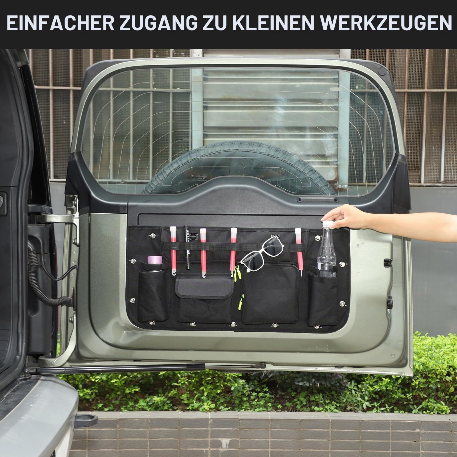Auto Hecktür Hängetasche, Kofferraum Organizer Kompatibel mit Land Rover Defender ab 2020 | 1 Stück | Praktische Aufbewahrung, platzsparend | passgenau für Innenausstattung
