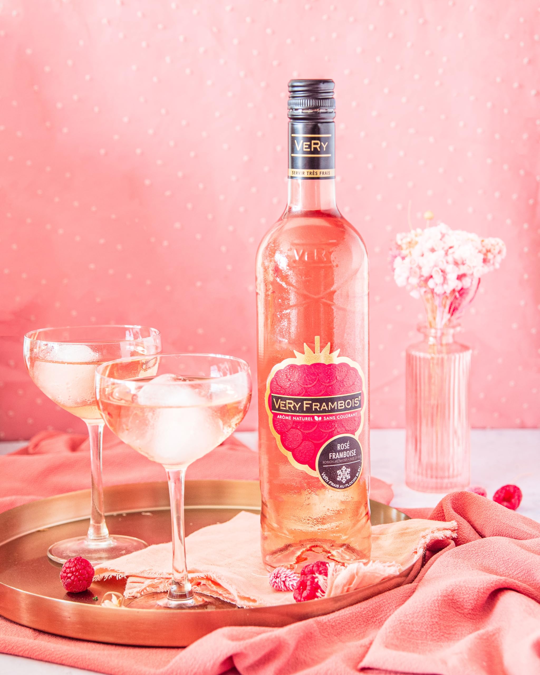 Very Frambois' - Vin rosé à la Framboise - Boisson aromatisée à Base de vin - Lot de 6 bouteilles x 75 cl