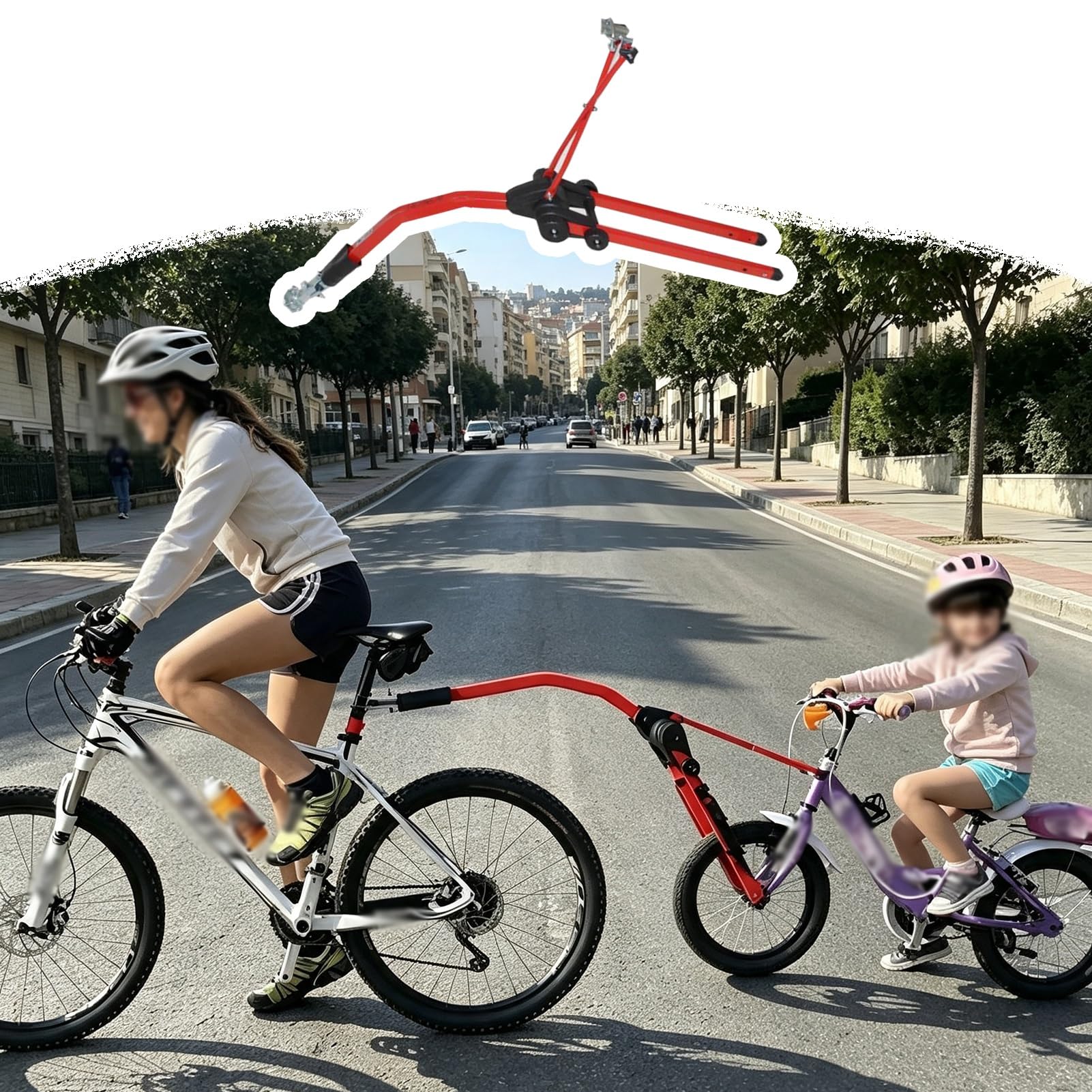 UrbanUp Abschleppstange Sicherheits-Fahrradtrainingsstange für Kinder | Schwerer Anhängerkupplungsverbinder aus Legiertem Stahl Kinderfahrräder, Einfache Aufbewahrung, Universelle