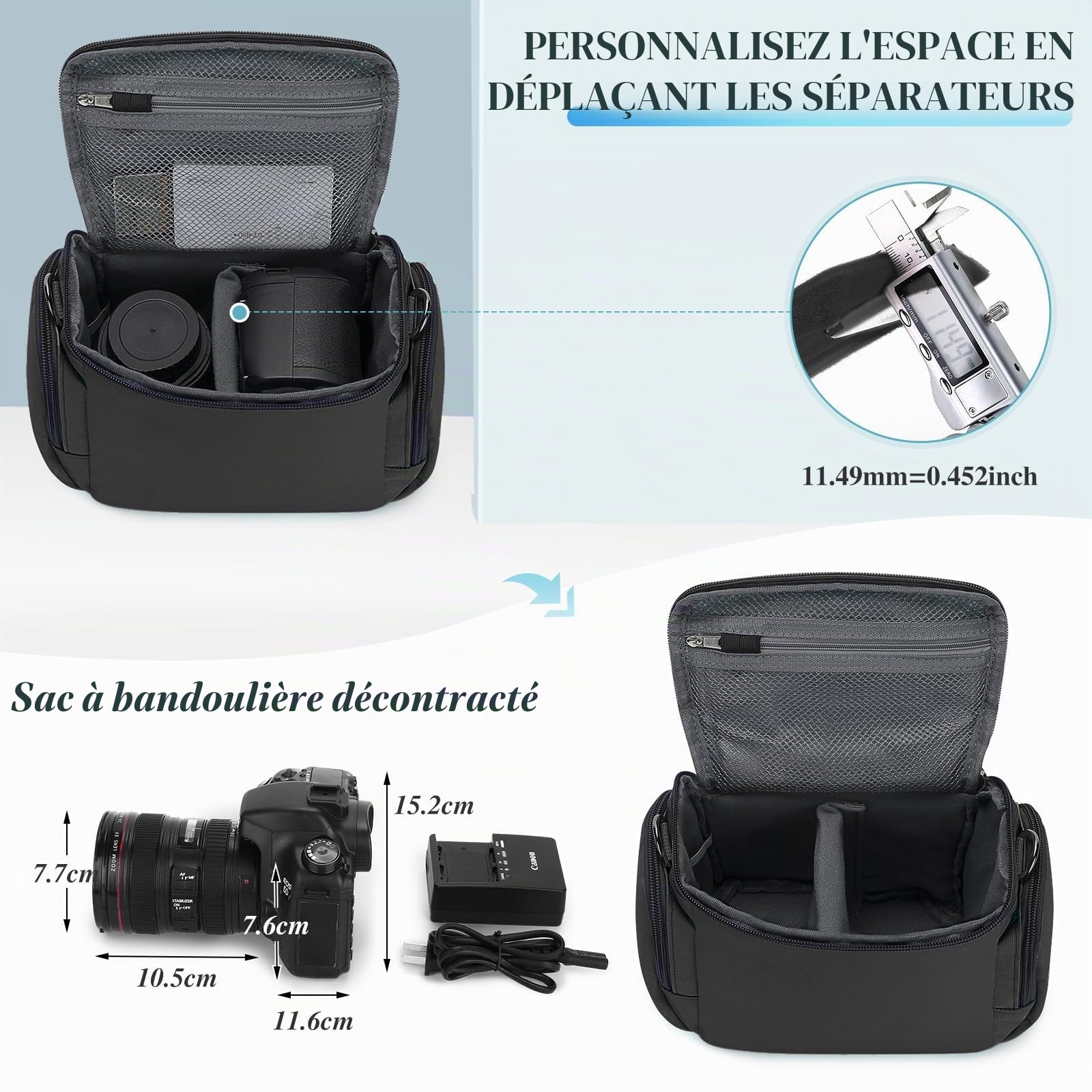 BAIGIO Housse pour Appareil Photo Reflex étanche Sacoche d'Appareil Photo Numérique Sac Bandoulière pour Canon Nikon Sony Panasonic