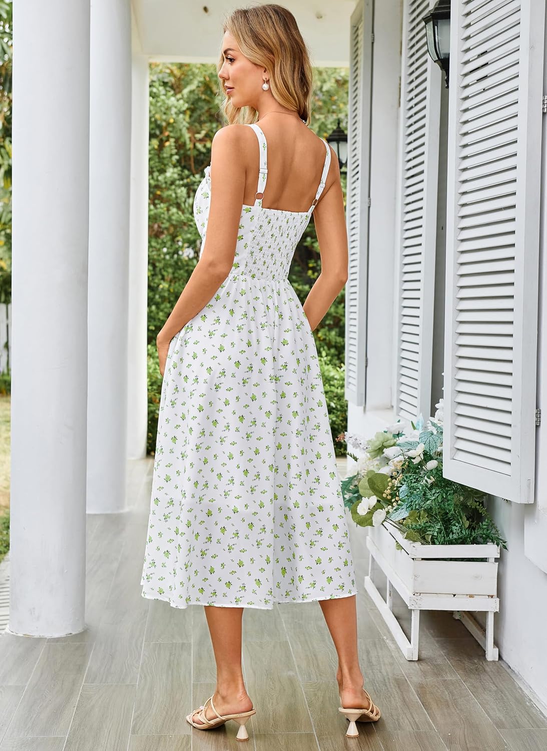 Scarlet Darkness Summer Dresses for Women 2026 Floral Corset Dress Long Milkmaid Dress with Pocket - Image 4