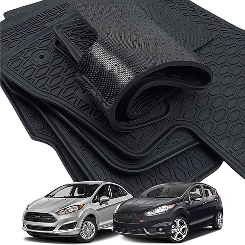 Alfombrillas para Ford Fiesta 2011-2019 SedánHatchback Base, SE, S, ST, SEL SES, Titanium Juego de goma para todo tipo de clima, color negro,
