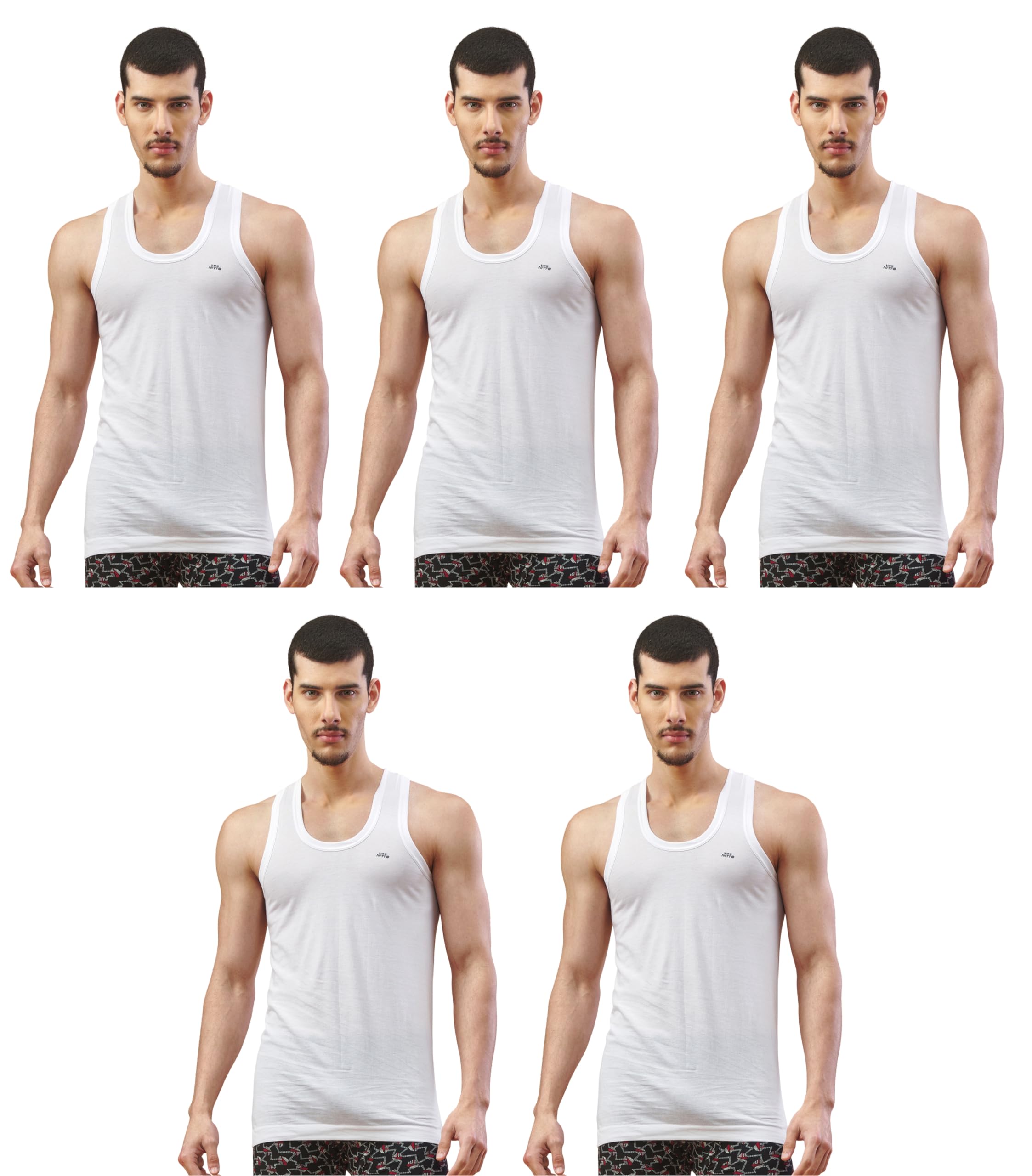 lux nitro Round Neck Sleeveless Vest for Men | 100% Combed Cotton Undershirt | White Vest for Superior Comfort & Sweat Absorption Pack of 5-picture-32