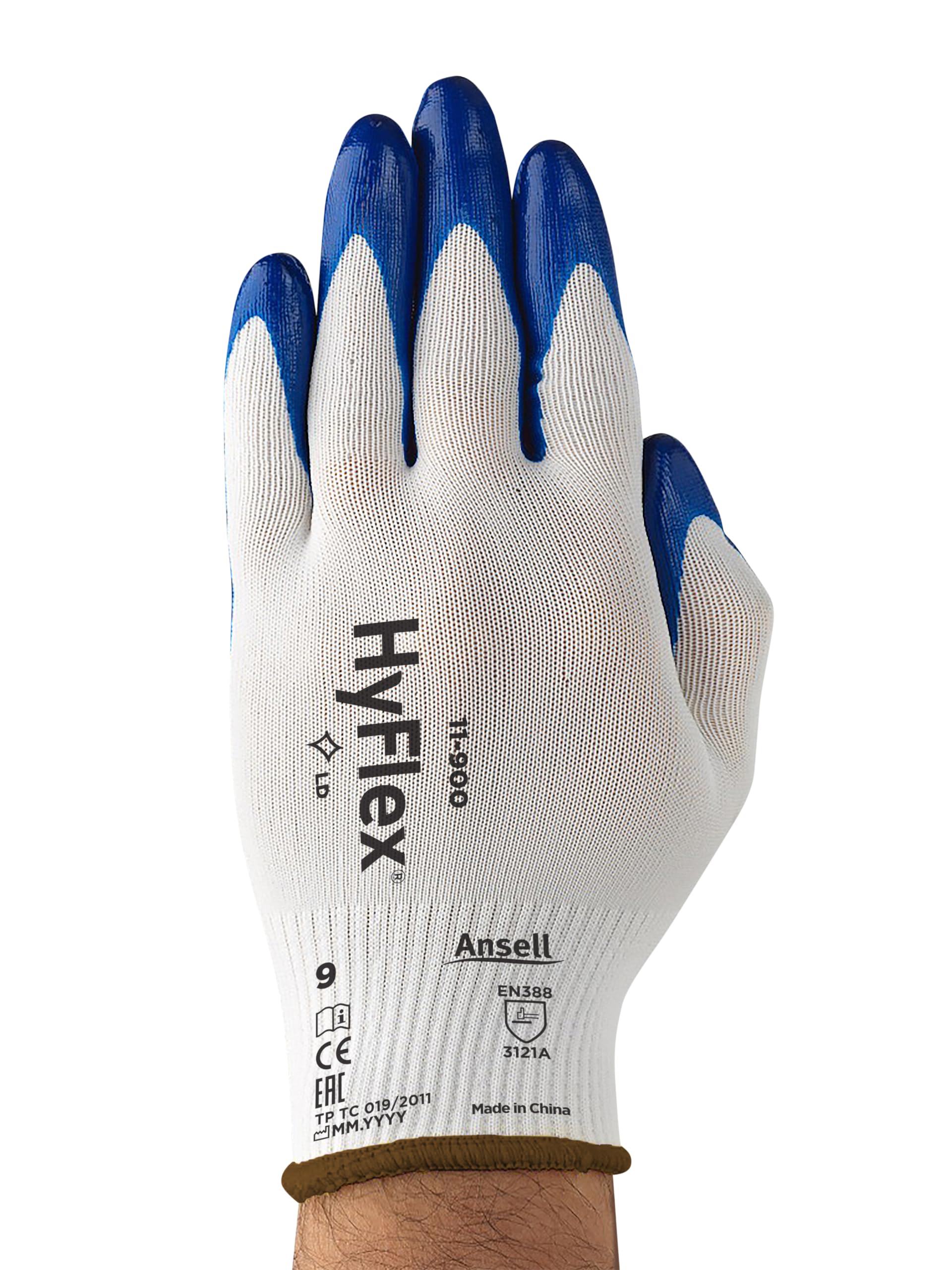 Ansell HyFlex 11-900 Guante de Trabajo, Protección Mecánica, Repelente al aceite Guante, Talla L (12 Pares)