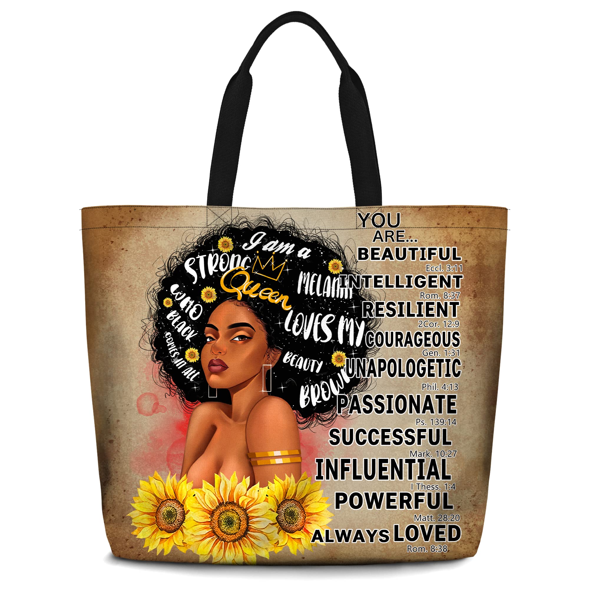 IAGM African American Women's Tote - Black Woman Satchel Bag - Afro Handbag