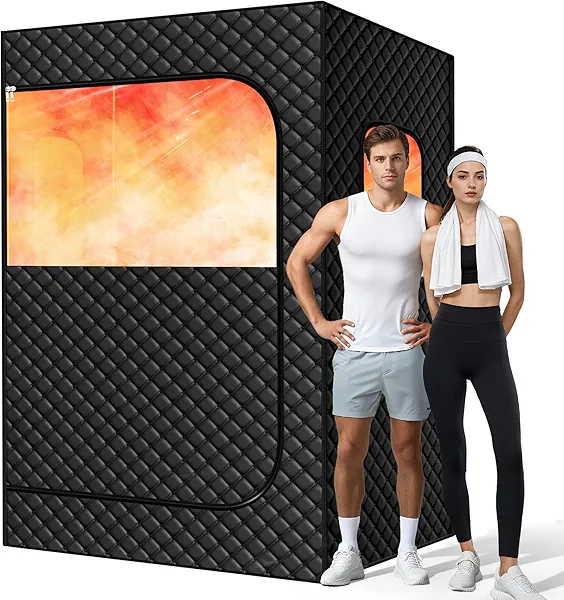 2 Person Portable Sauna for Home, Steam Sauna Tent for Indoor Use, Personal Full Body Recovery Sauna Spa, 9 Levels of Sauna Box with 2 Oversized Steamers, Chairs and Remote Control