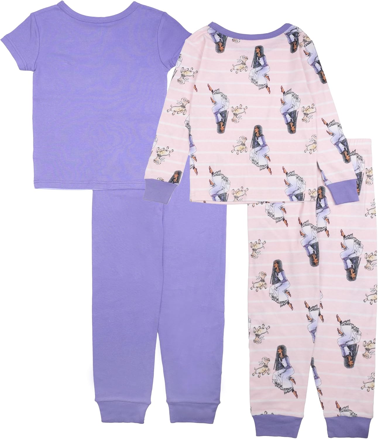 Disney Girls' 4-Piece Snug-fit Cotton Pajama Set, Soft & Cute for Kids - Image 2