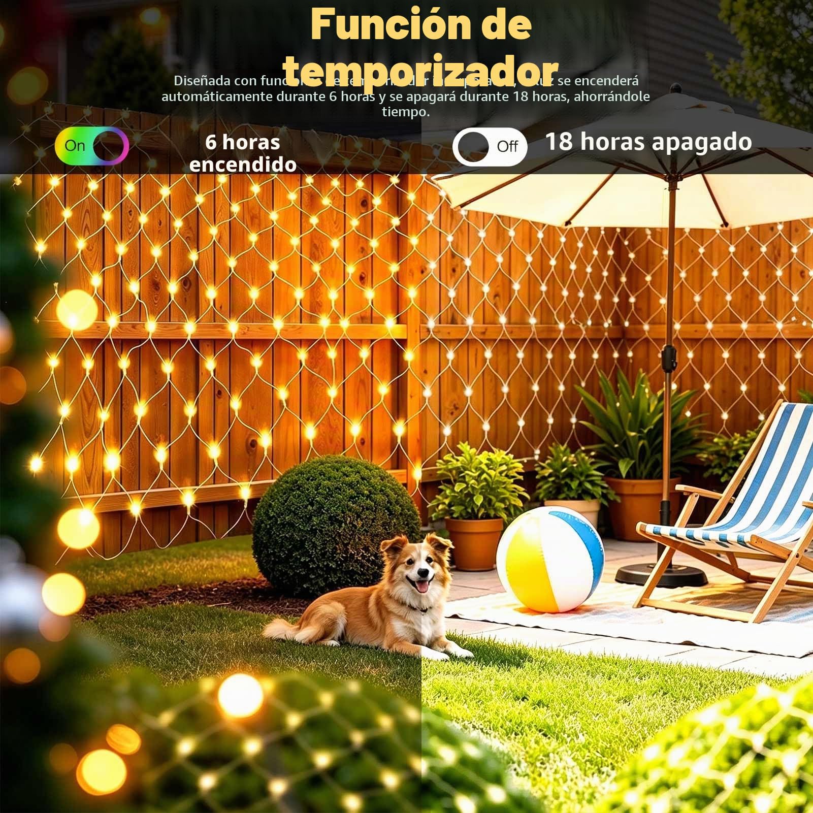 Joycome 2 Piezas Red de Luces Navidad Exterior 3x2m 200 LED Luces Navidad | Enchufe, Temporizador, 8 Modos, Impermeable Malla Luz para Balcon Jardín Terraza Escaparates Decoración - Blanco Cálido