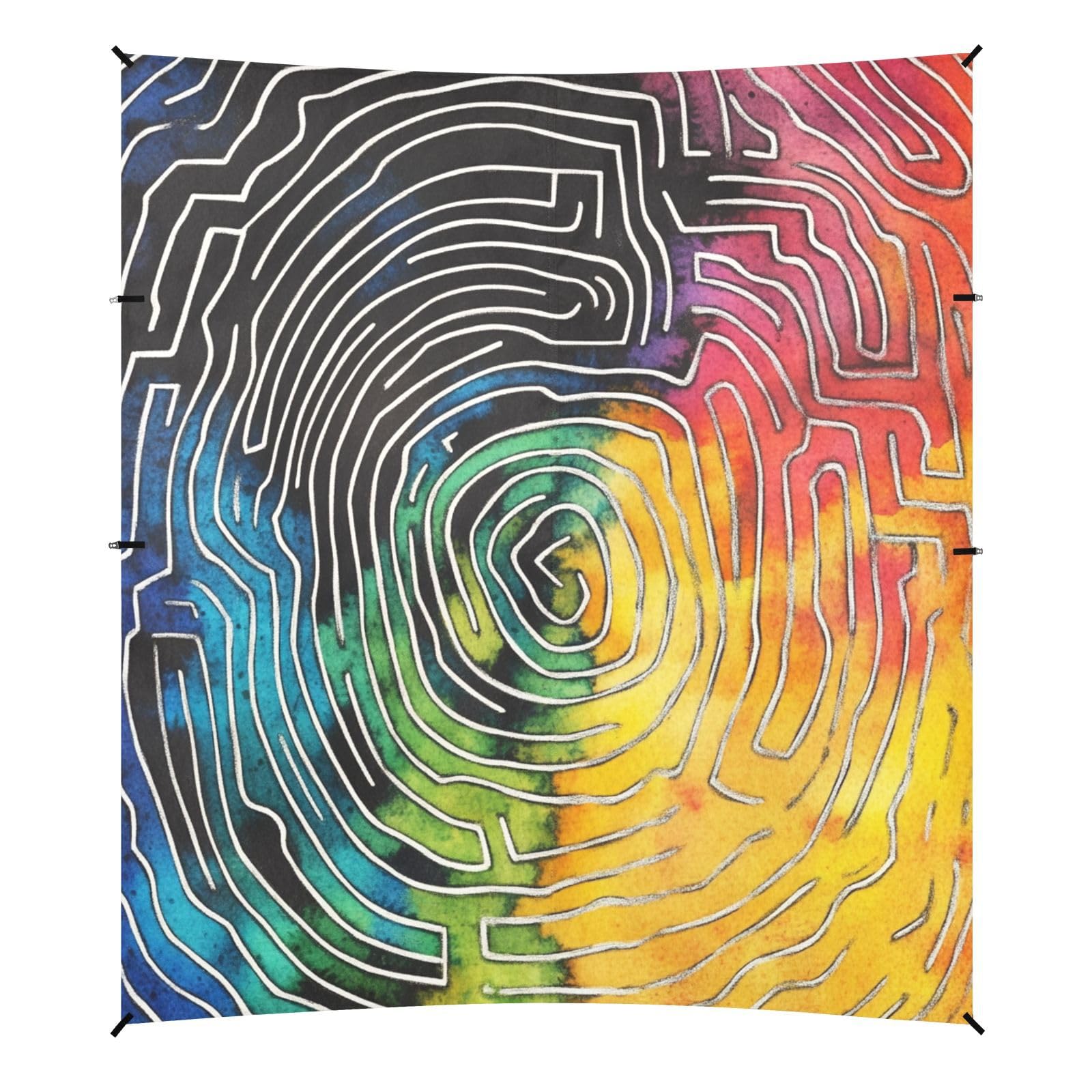 Color Spiral Symphony Foldable Beach Cabana UPF50+ Protection Easy Setup Sun Shelter with Sandbags and Shovel for Camping, Picnics, Backyard & Fishing