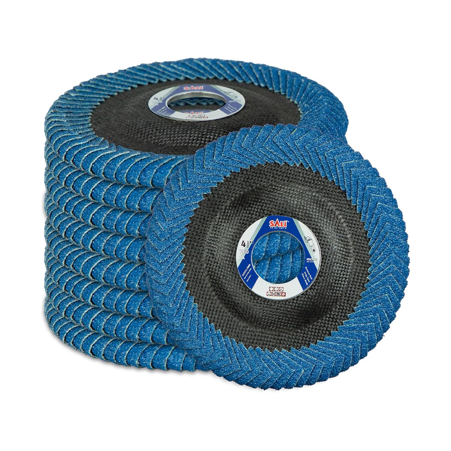 SALI 10 Pack Curved Flap Discs 4 1/2inch for Angle Grinder Sanding Disc 60 Grit Radial Zirconia Alumina Grinding Wheel High Density Abrasive Corner Flap Disc High Performance Edge Grinding Grit 60 10.0