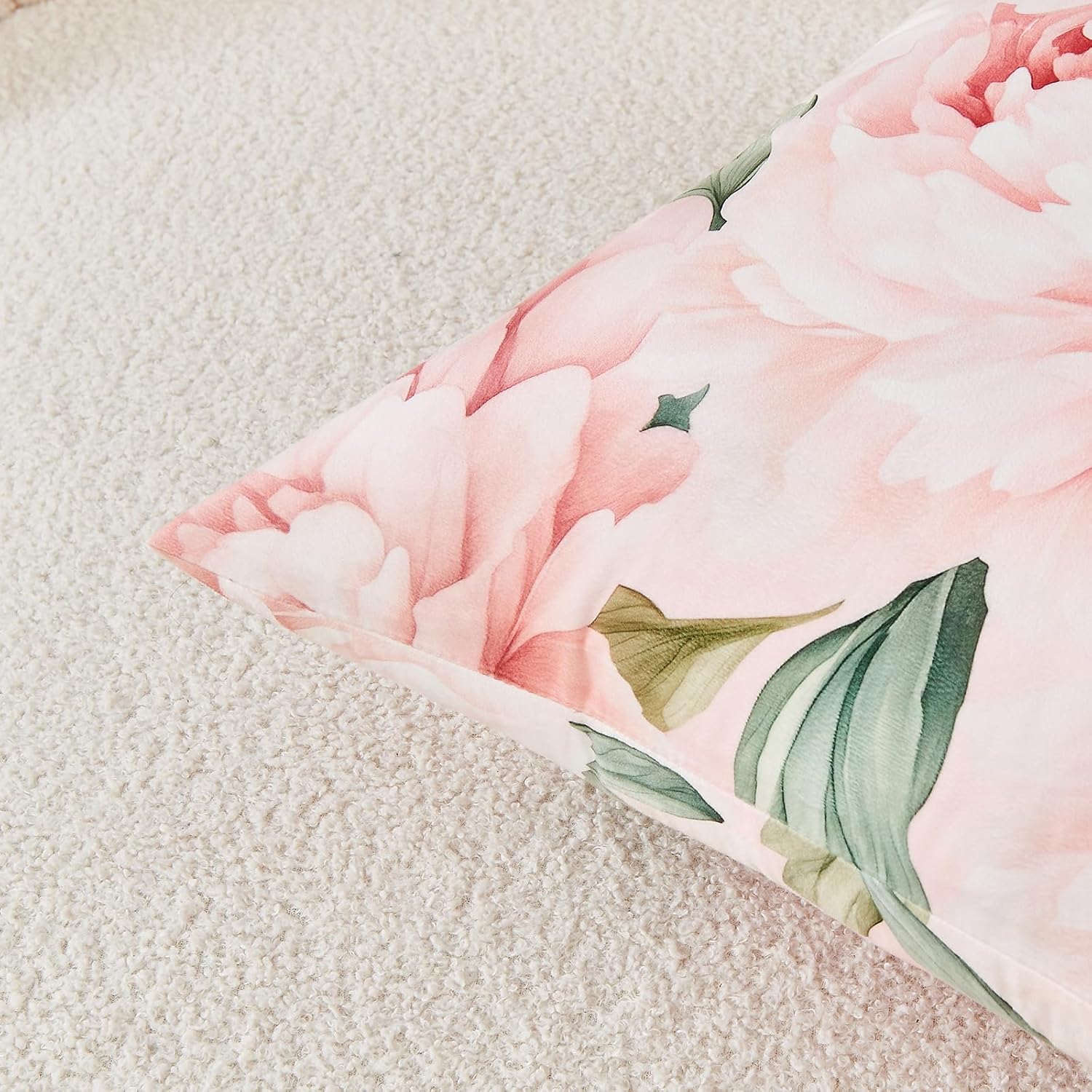 Pink Peony Floral Throw Pillow Covers 20x20 Set of 2, Soft Velvet Decorative Cushion Cases, Shabby Chic Farmhouse Home Decor for Sofa Couch Bed
