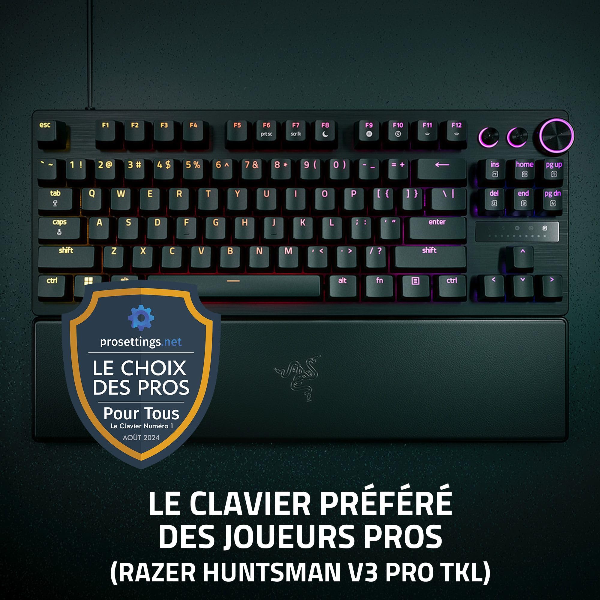 Razer Huntsman V3 Pro TKL (Switches Analog) - Clavier Gamer Tenkeyless (Switches Optiques Analogiques réglables de 0,1 à 4,0mm, Déclenchement Rapide, Touches en PBT Doubleshot) Clavier AZERTY| Noir