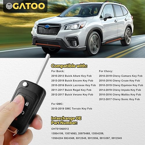 Miniatura 3 de OGATOO Llavero de repuesto con control remoto de entrada sin llave para Chevy Equinox Camaro Impala Cruze Sonic Malibu/GMC Terrain/Buick Lacrosse