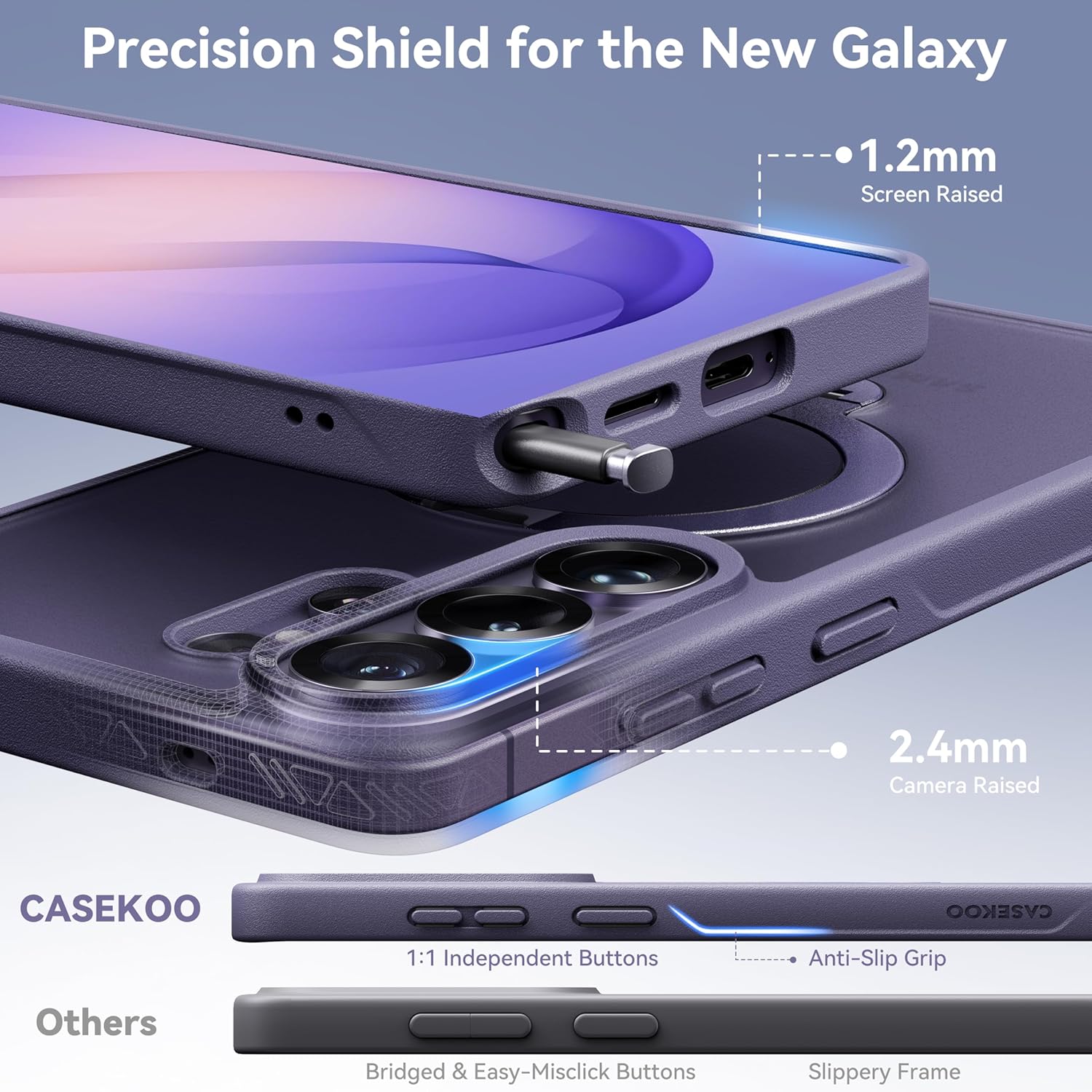 CASEKOO Cobalt Violet for Samsung Galaxy S26 Ultra Case with 360 Spin Magnetic Stand [Fit for MagSafe] [18FT MIL-STD Protection] Shockproof Invisible Ring Holder Matte Galaxy s26 Ultra Case 6.9''