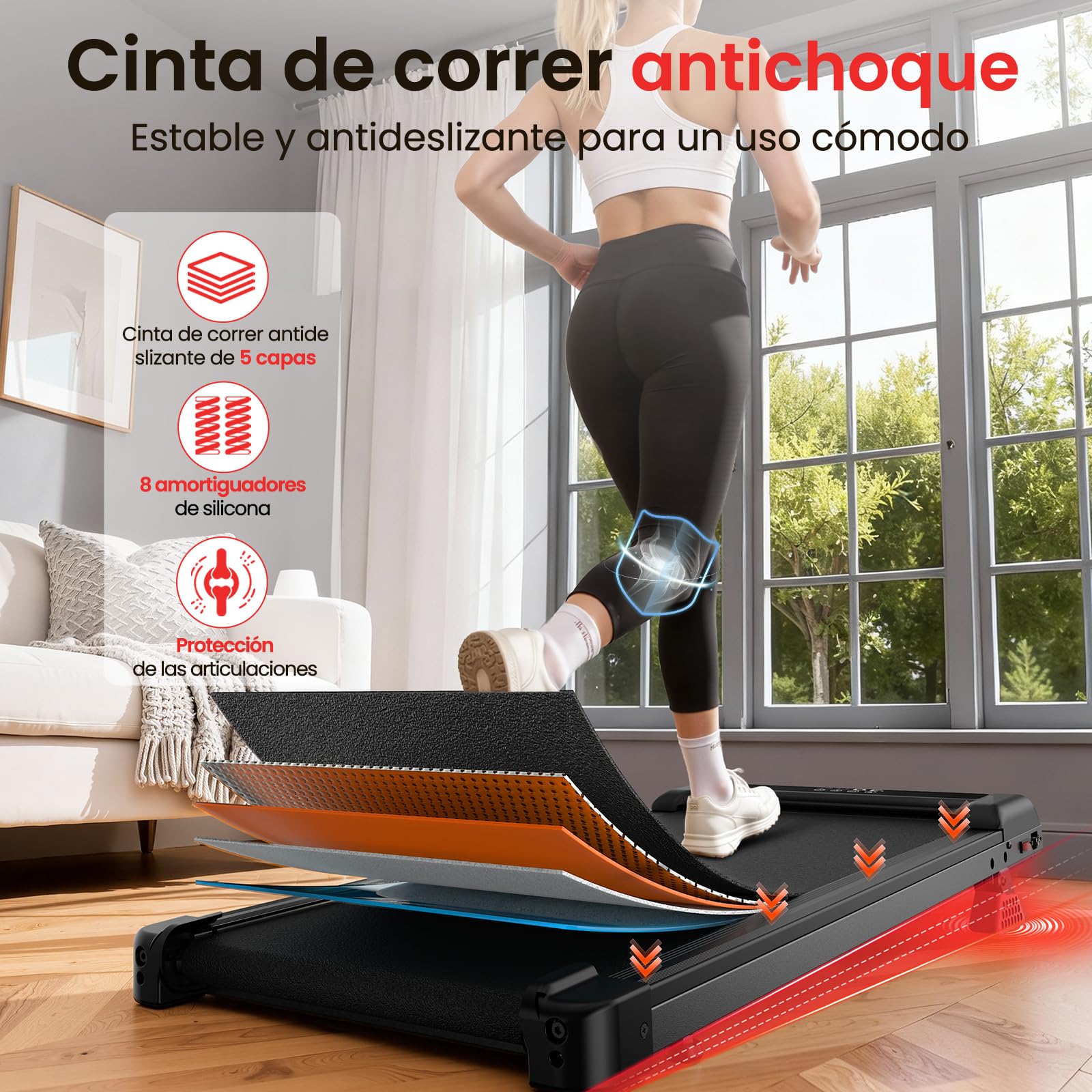 Cinta de Correr y de Andar 3 en 1 Plegable con Inclinación 9%, Caminadora Eléctrica Silenciosa 1-10 km/h, Motor 3,0 CV Sin Escobillas, 140 kg Máx, Pantalla LED, Amortiguación (Negro Mate)