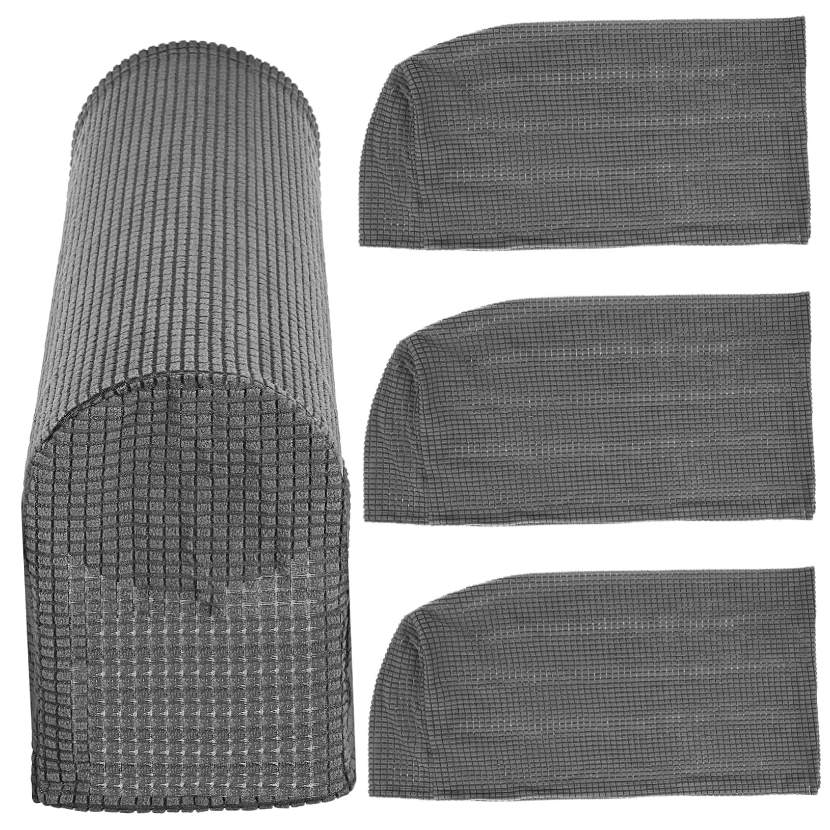 Funda de reposabrazos de sofá lavable protector de brazos elástico gris para sillón de salón 4uds