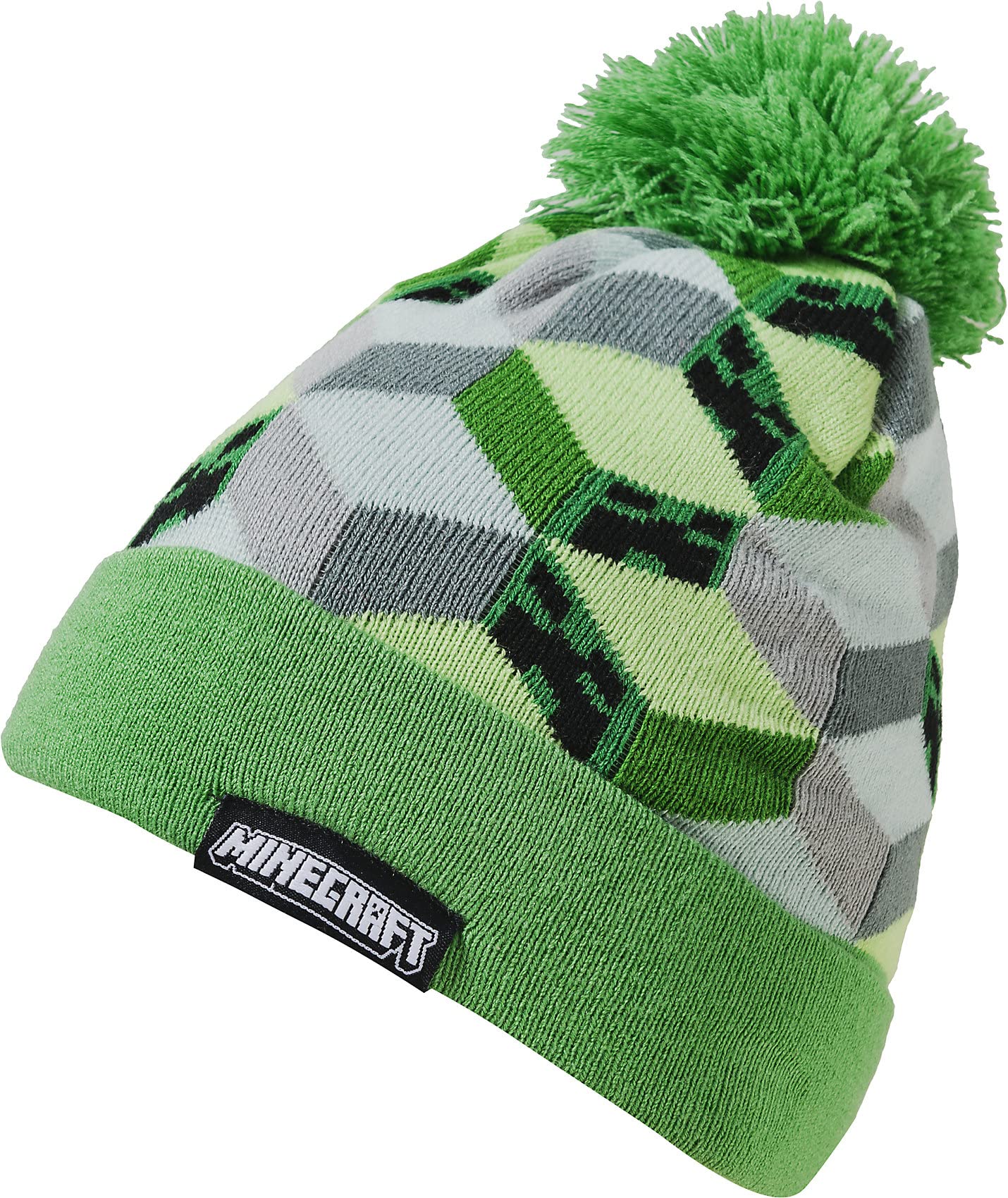 Minecraft Green Beanie Hat – Soft Acrylic Winter Cap for Kids – Official Gaming Gift for Boys