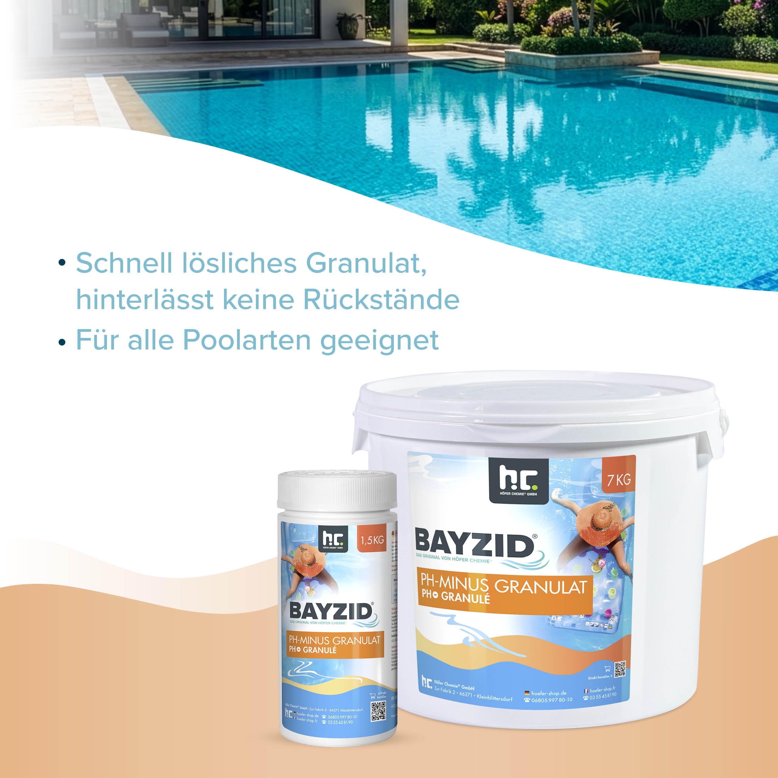 Höfer Chemie 7 kg pH Senker Granulat zur Senkung des pH Werts im Pool - pH Minus für Schwimmbad & Spa
