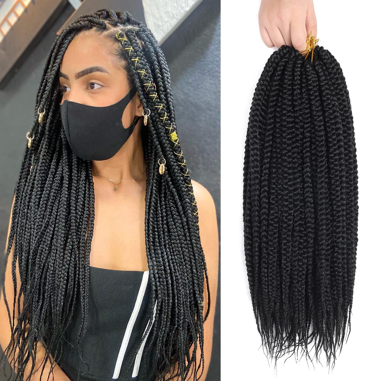 Buy 7 Packs Box Braid Crochet Hair 18 Inch Goddess Box Braids Crochet