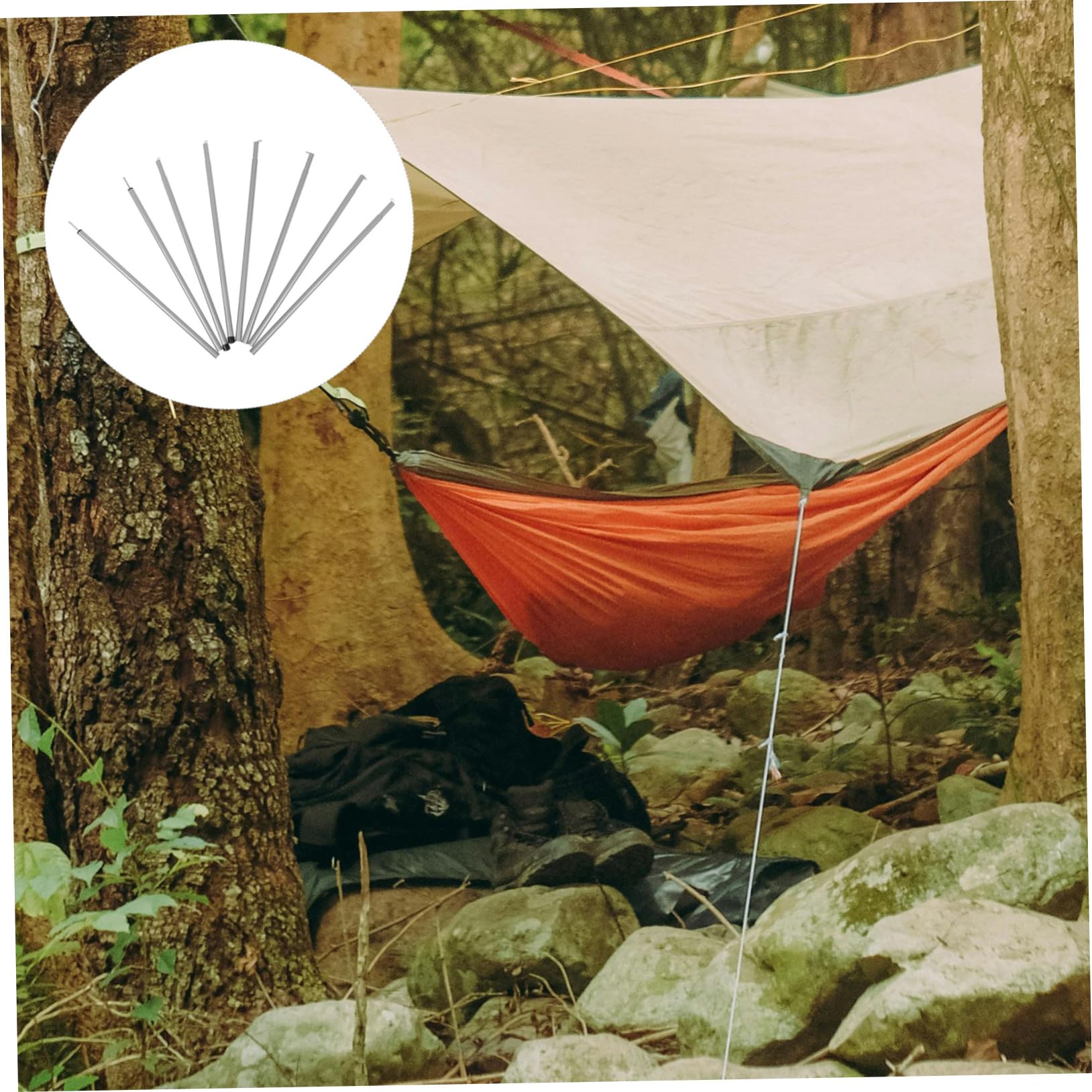 Support de Tente Accessoires de Camping Portable télescopique tiges pôle Ajustable Poteau de Remplacement de Tente piquets de Tente Solides Tige de Tente Le Fer Black